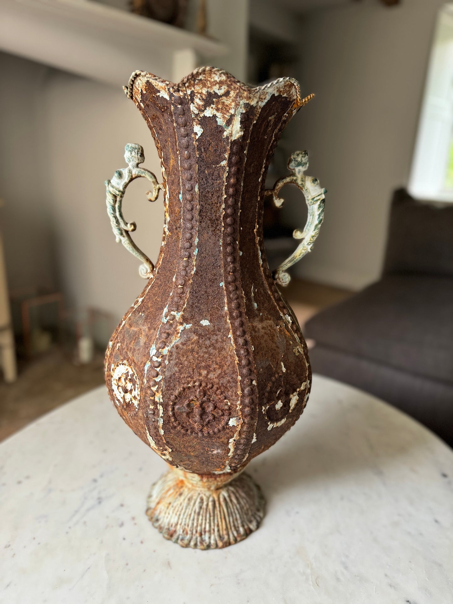 Vintage Rustic Metal Vase