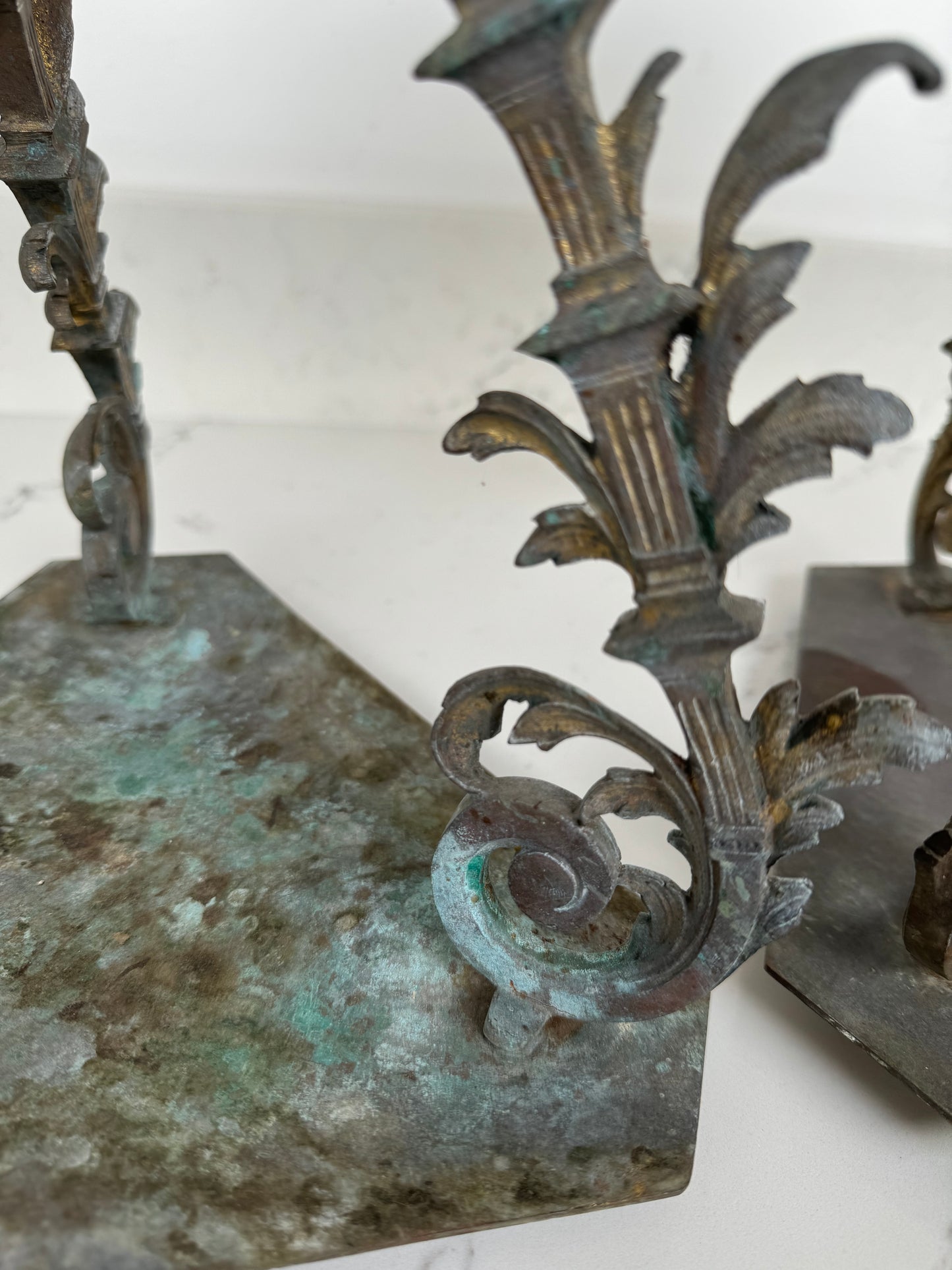 Pair Of Vintage Ornate Handmade Brass Stands