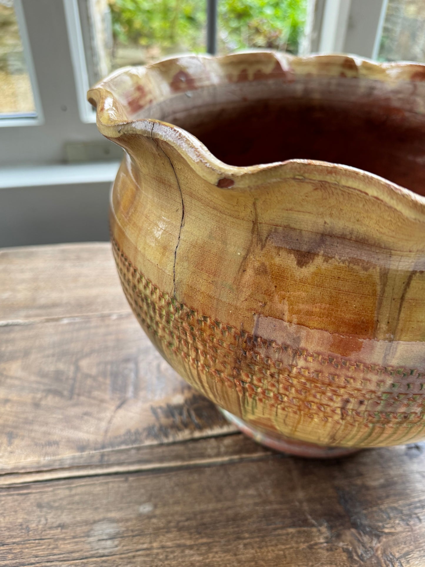 Vintage French Glazed Terracotta Plant Pot