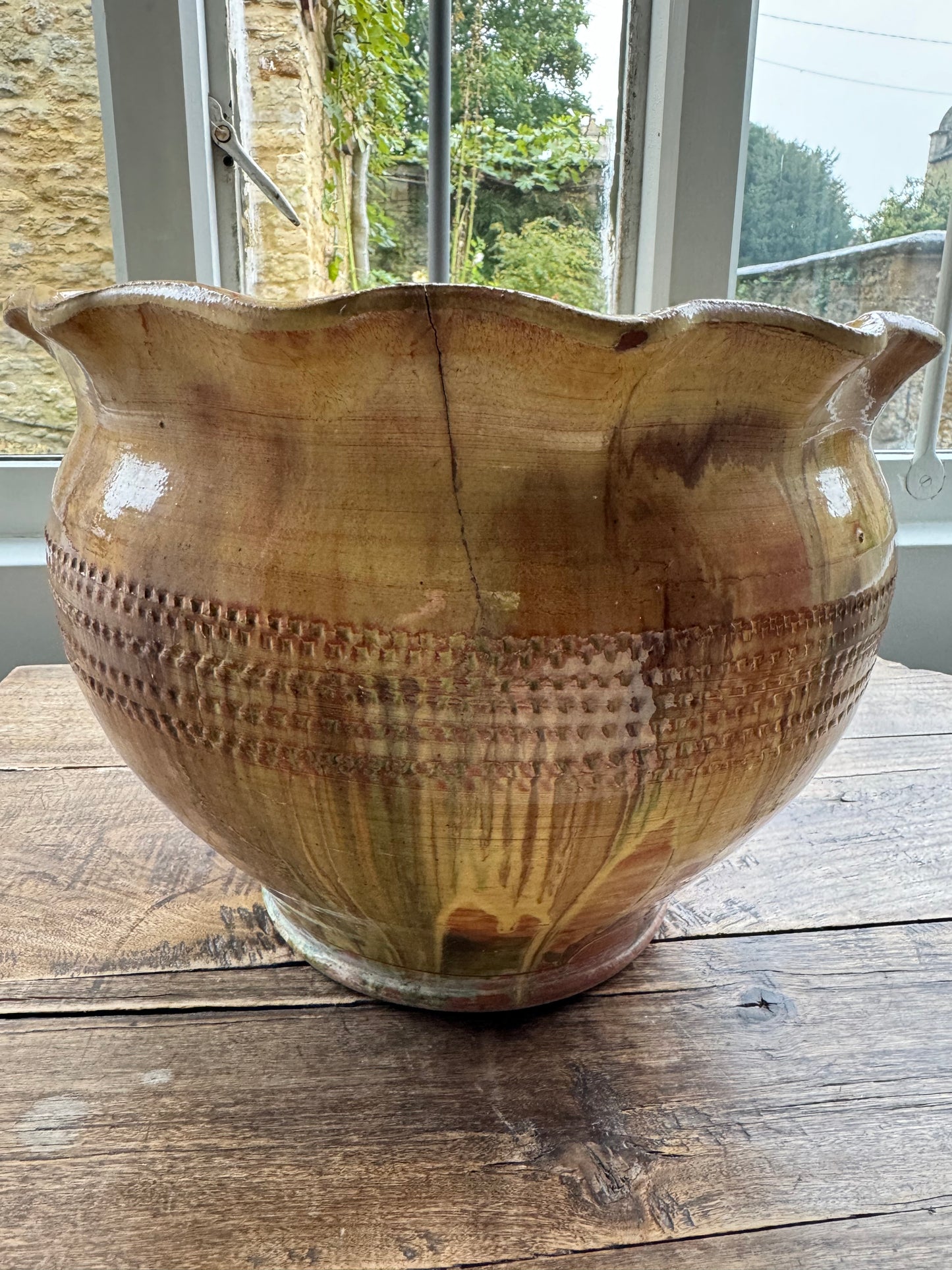 Vintage French Glazed Terracotta Plant Pot