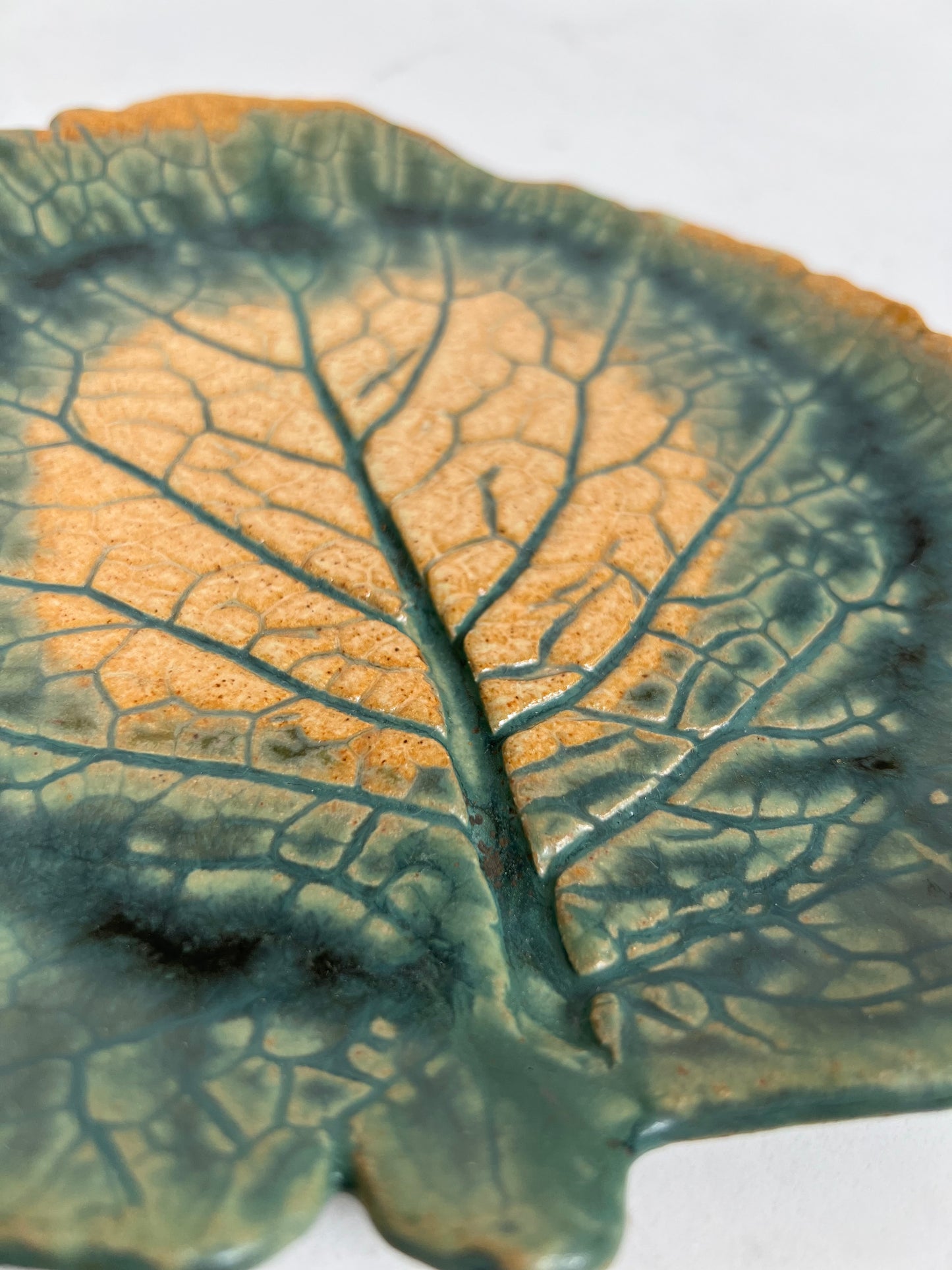 Set of 6 Vintage Studio Pottery Leaf Plates