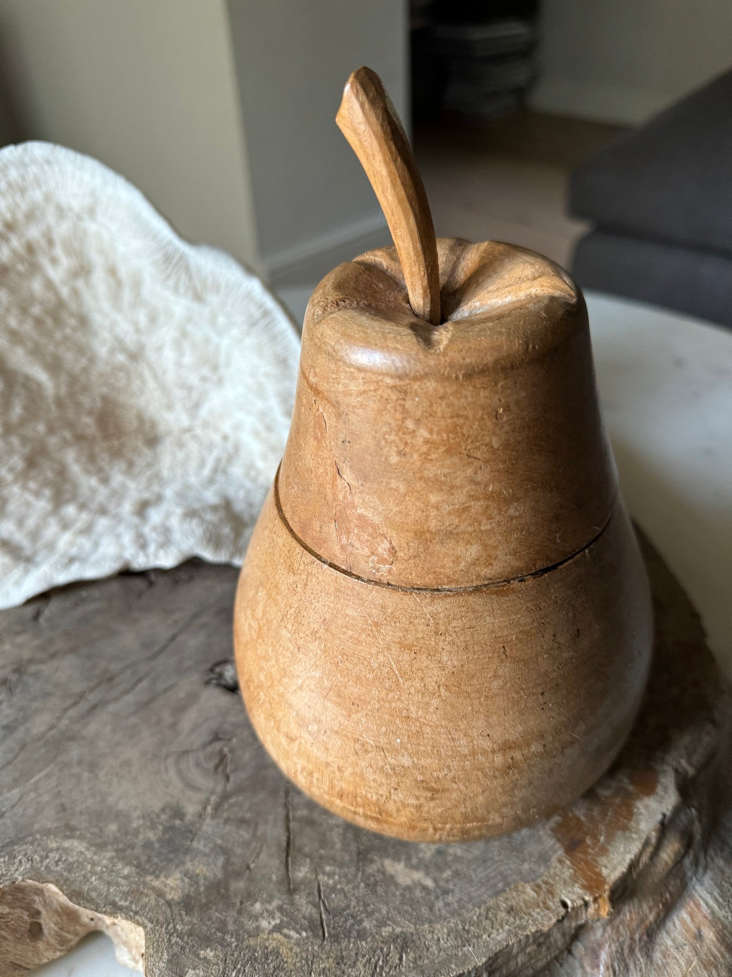 Antique Wooden Pear Pot
