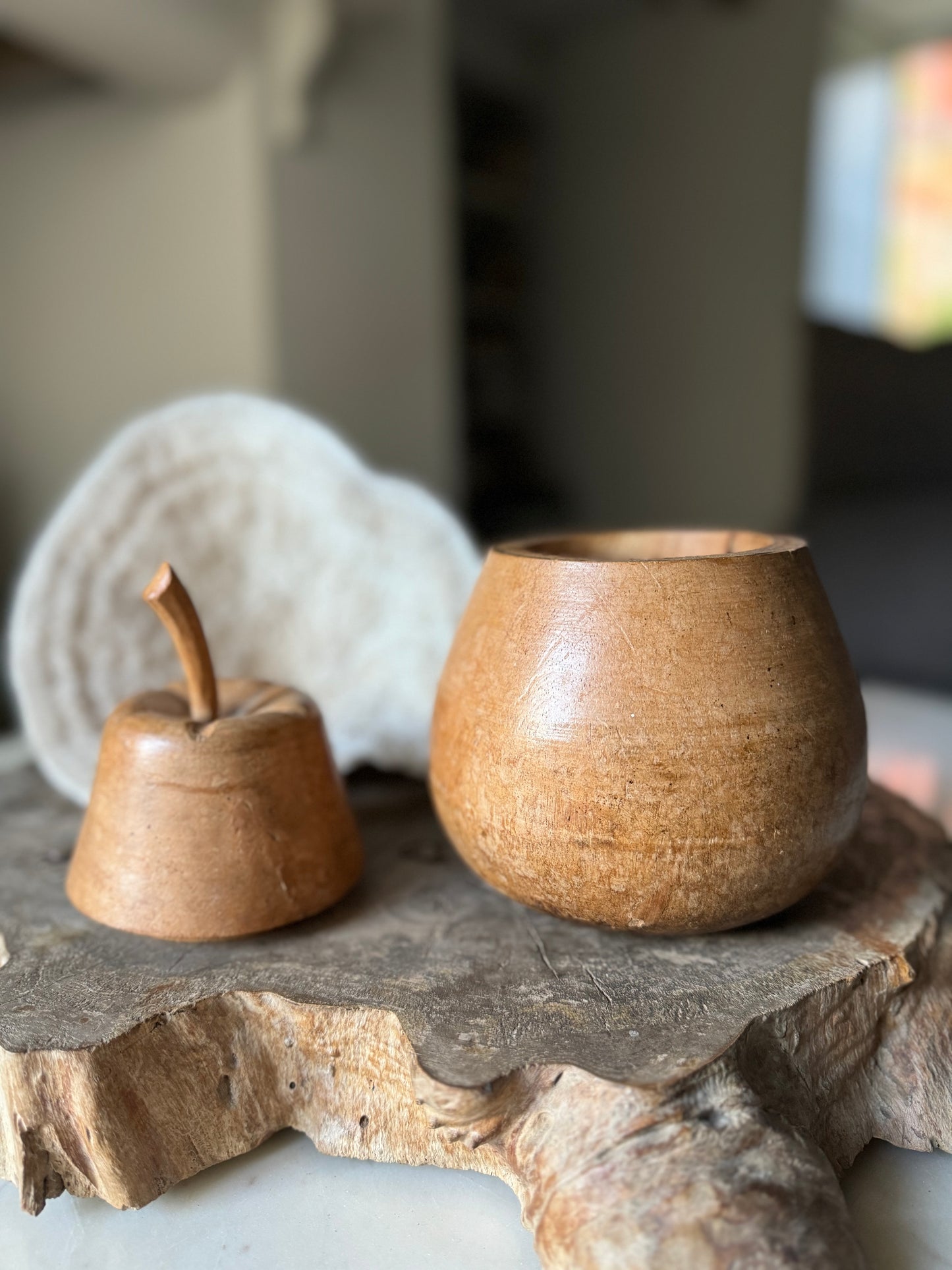Antique Wooden Pear Pot