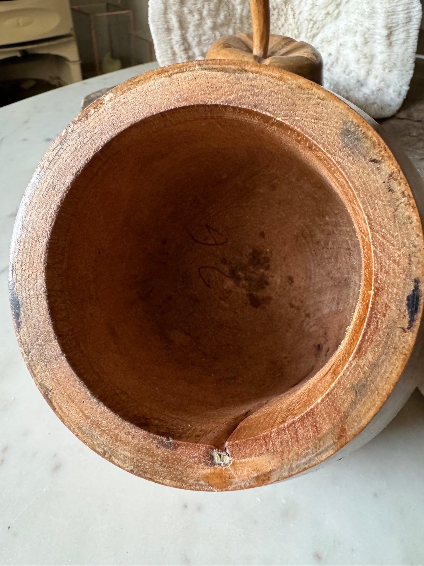 Antique Wooden Pear Pot