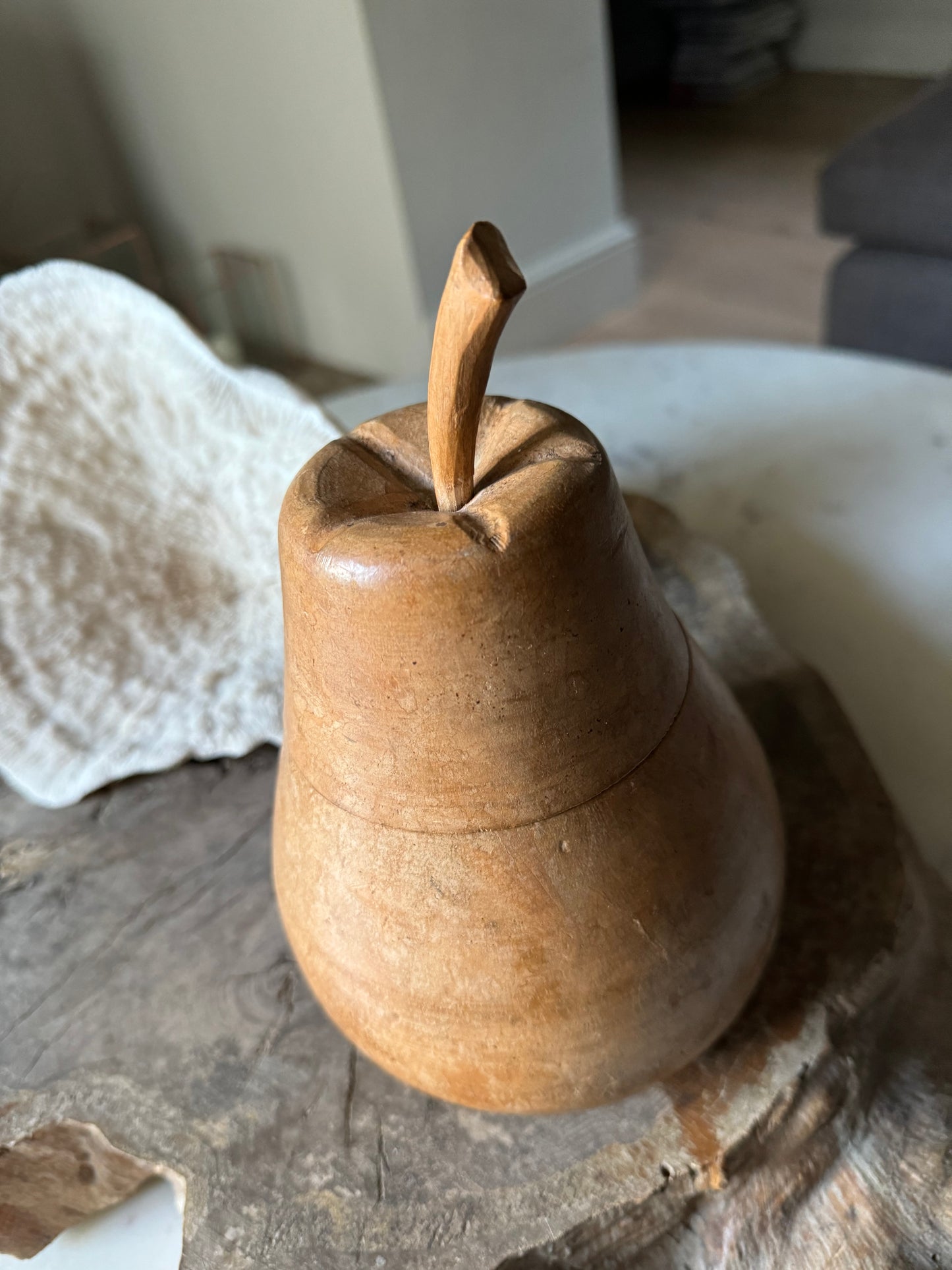 Antique Wooden Pear Pot