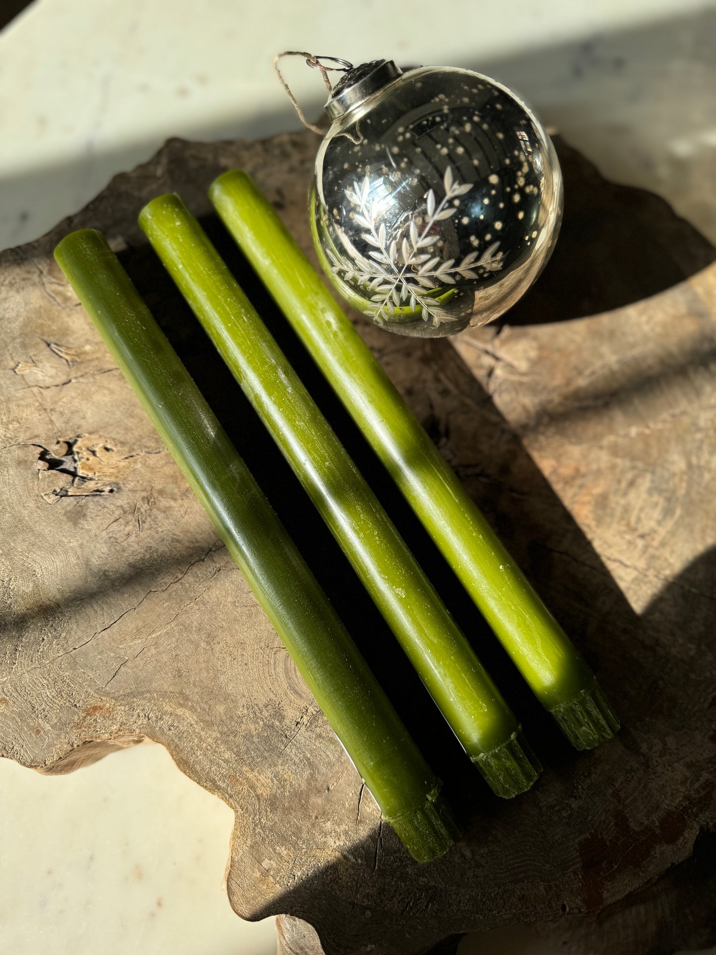 Hand Poured Green Wax Pillar Candle