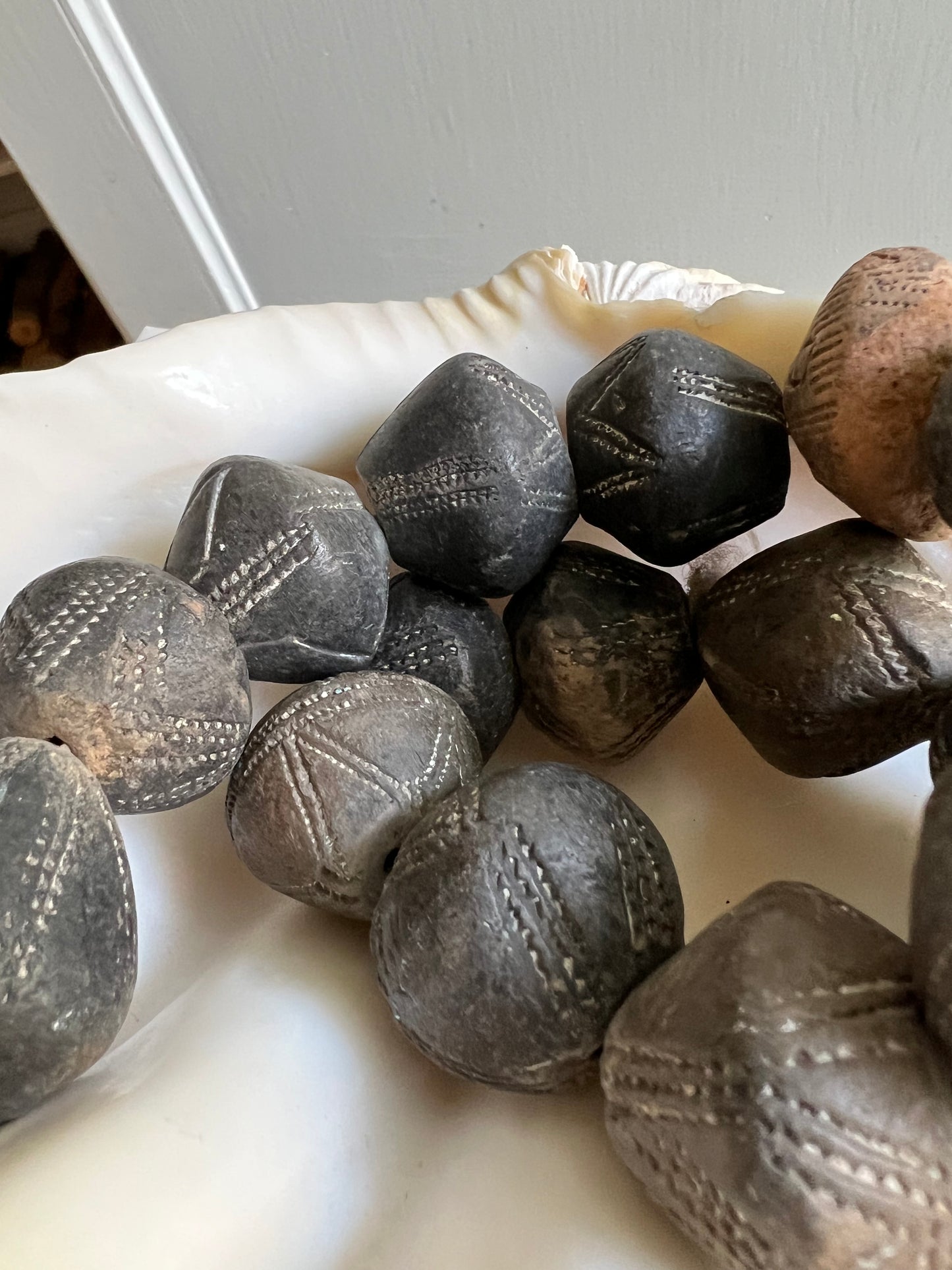 Beautiful Vintage African Clay Spindle Whorl Trade Beads