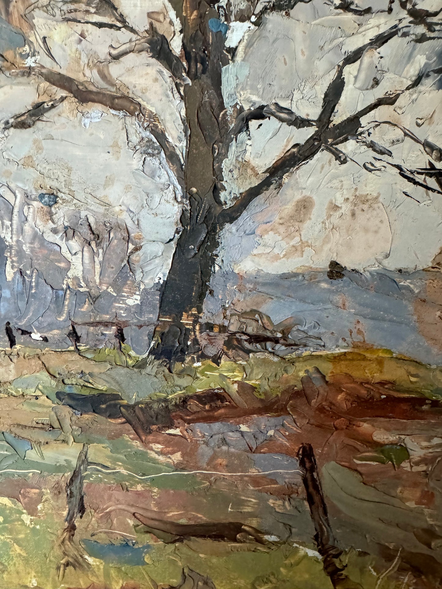 Vintage Expressive Mid Century Landscape Oil On Board