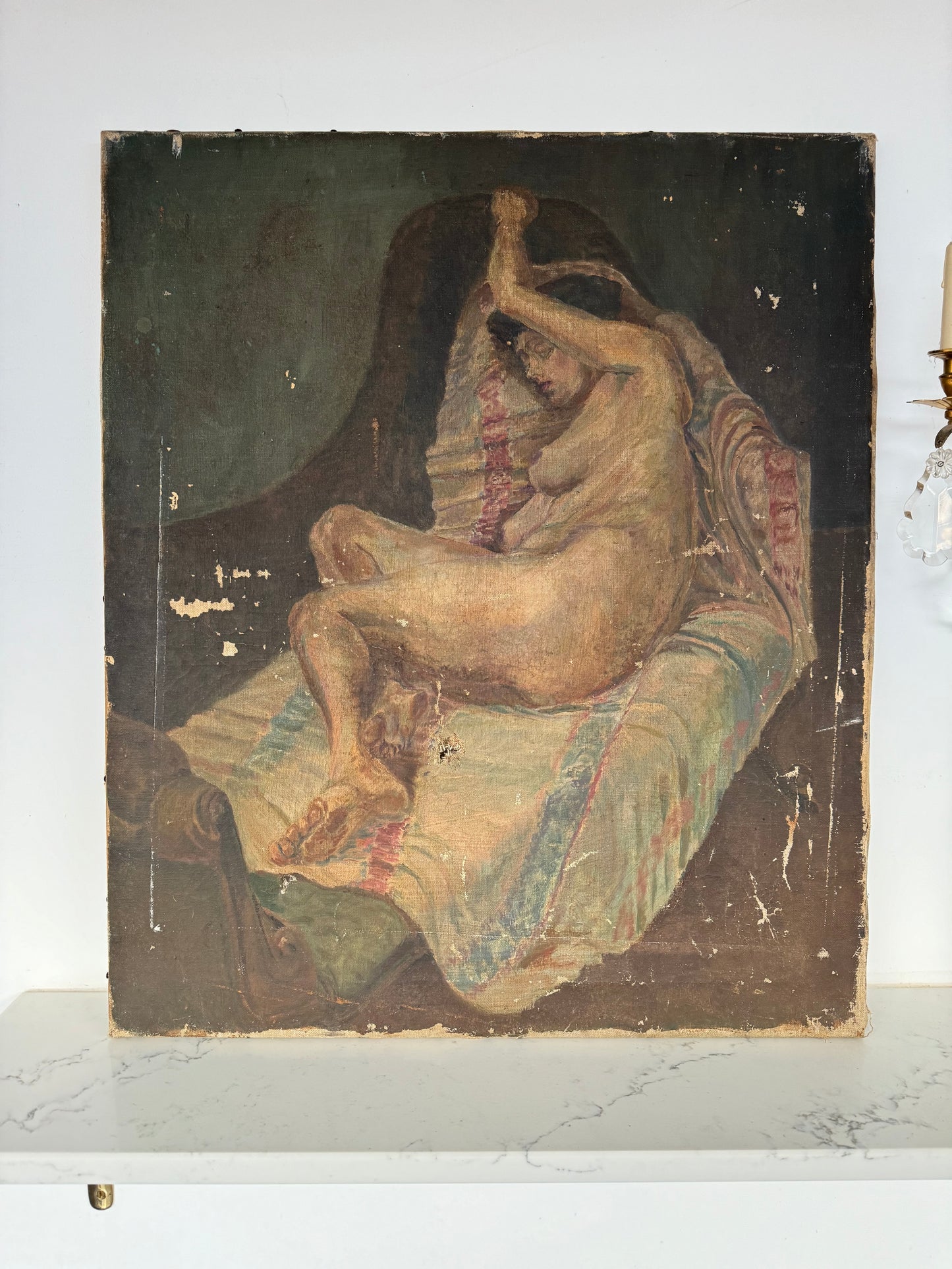 Beautiful Large Nude Oil On Canvas