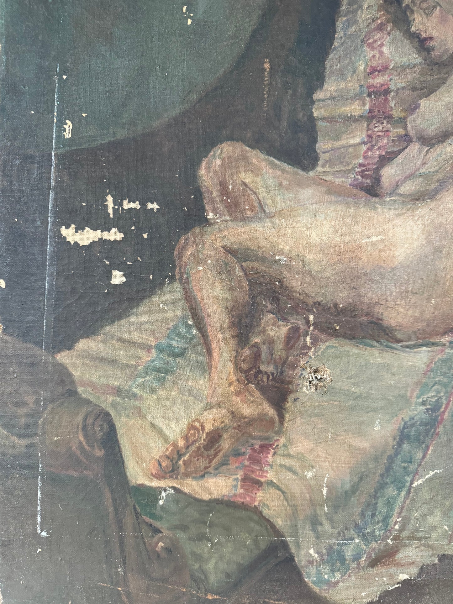 Beautiful Large Nude Oil On Canvas