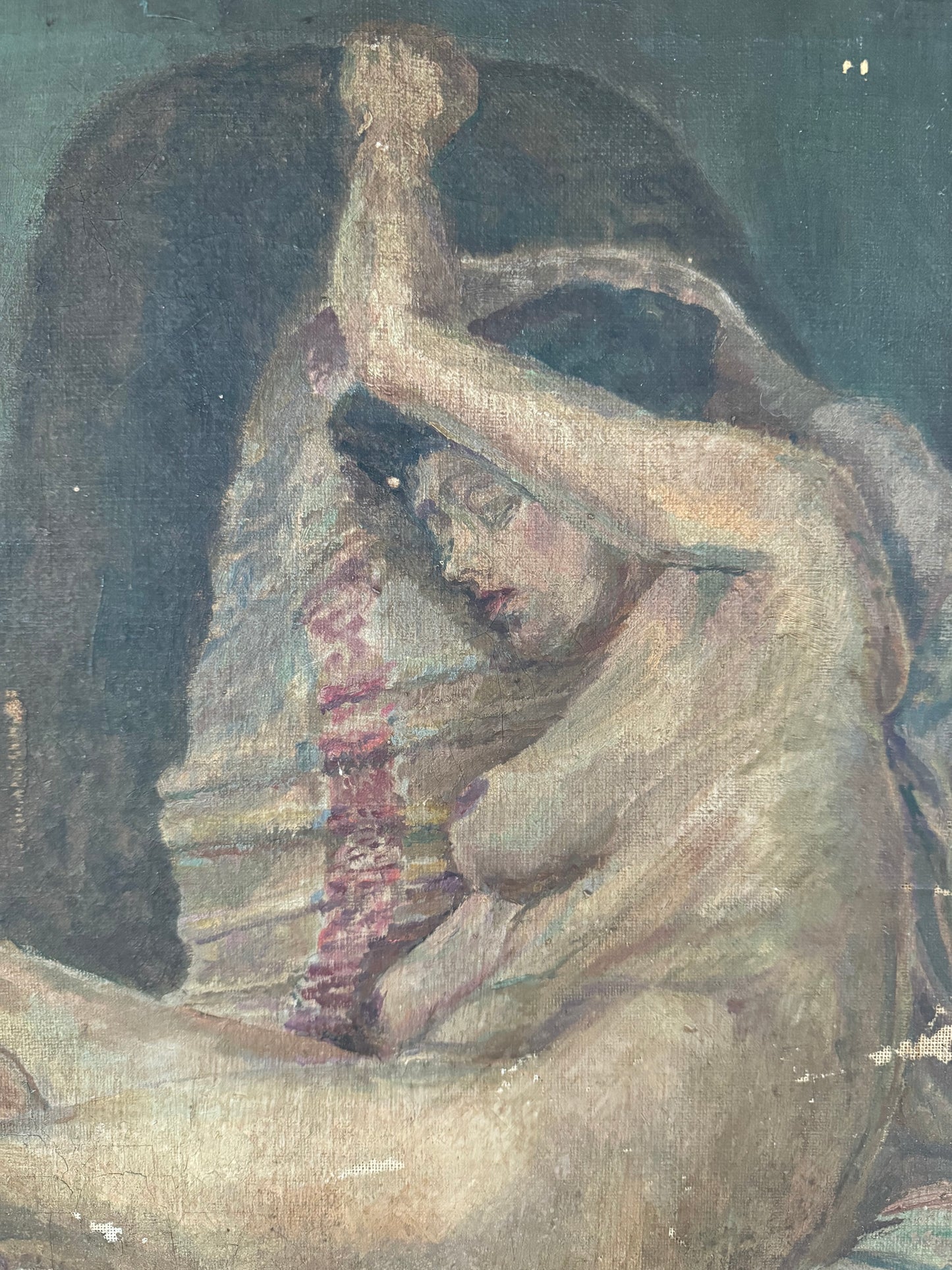 Beautiful Large Nude Oil On Canvas