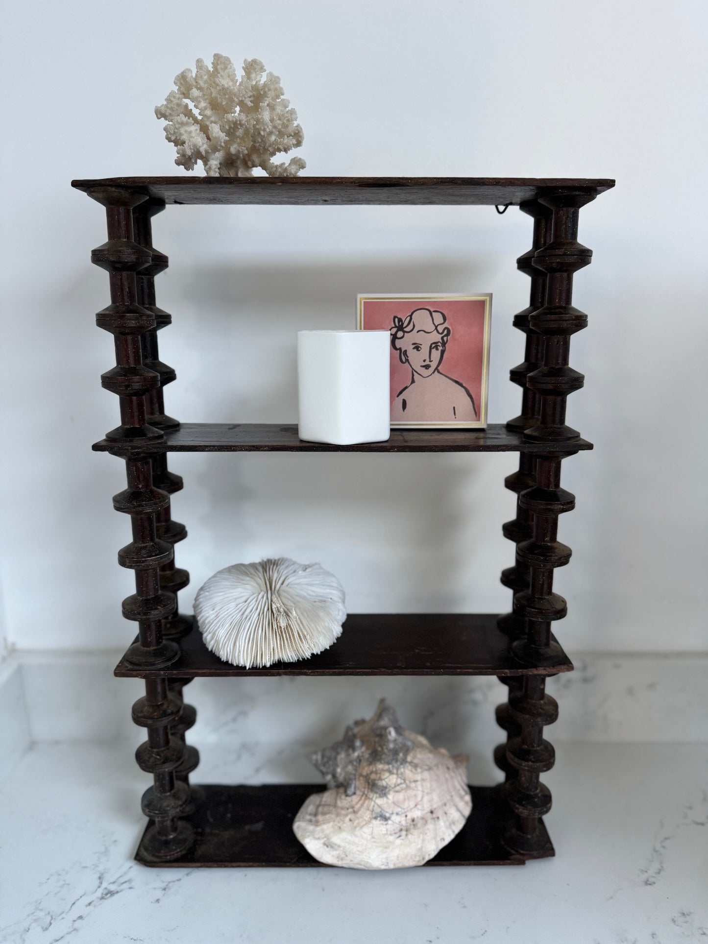 Antique Small Folk Art Hanging Bobbin Shelves