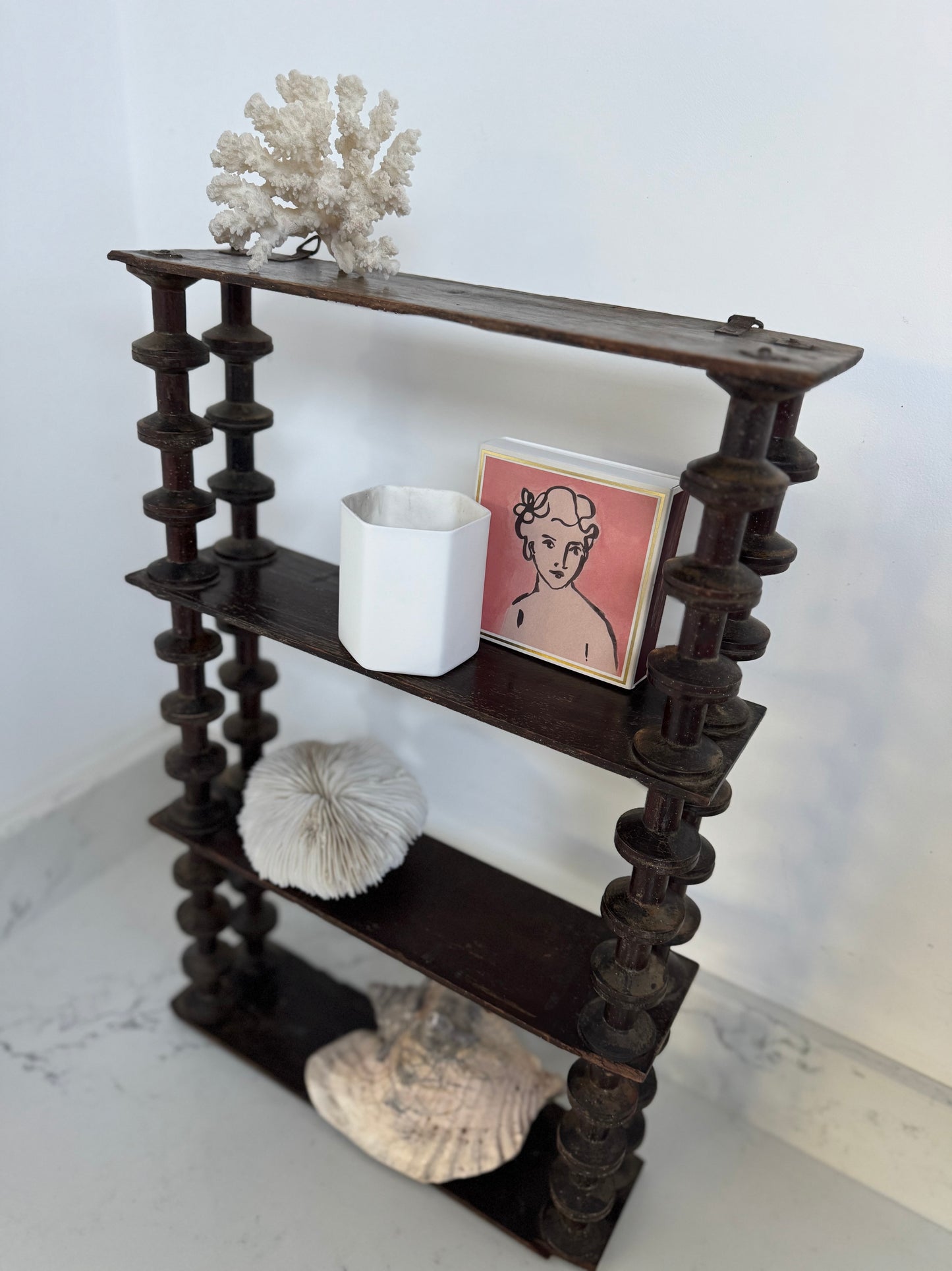 Antique Small Folk Art Hanging Bobbin Shelves