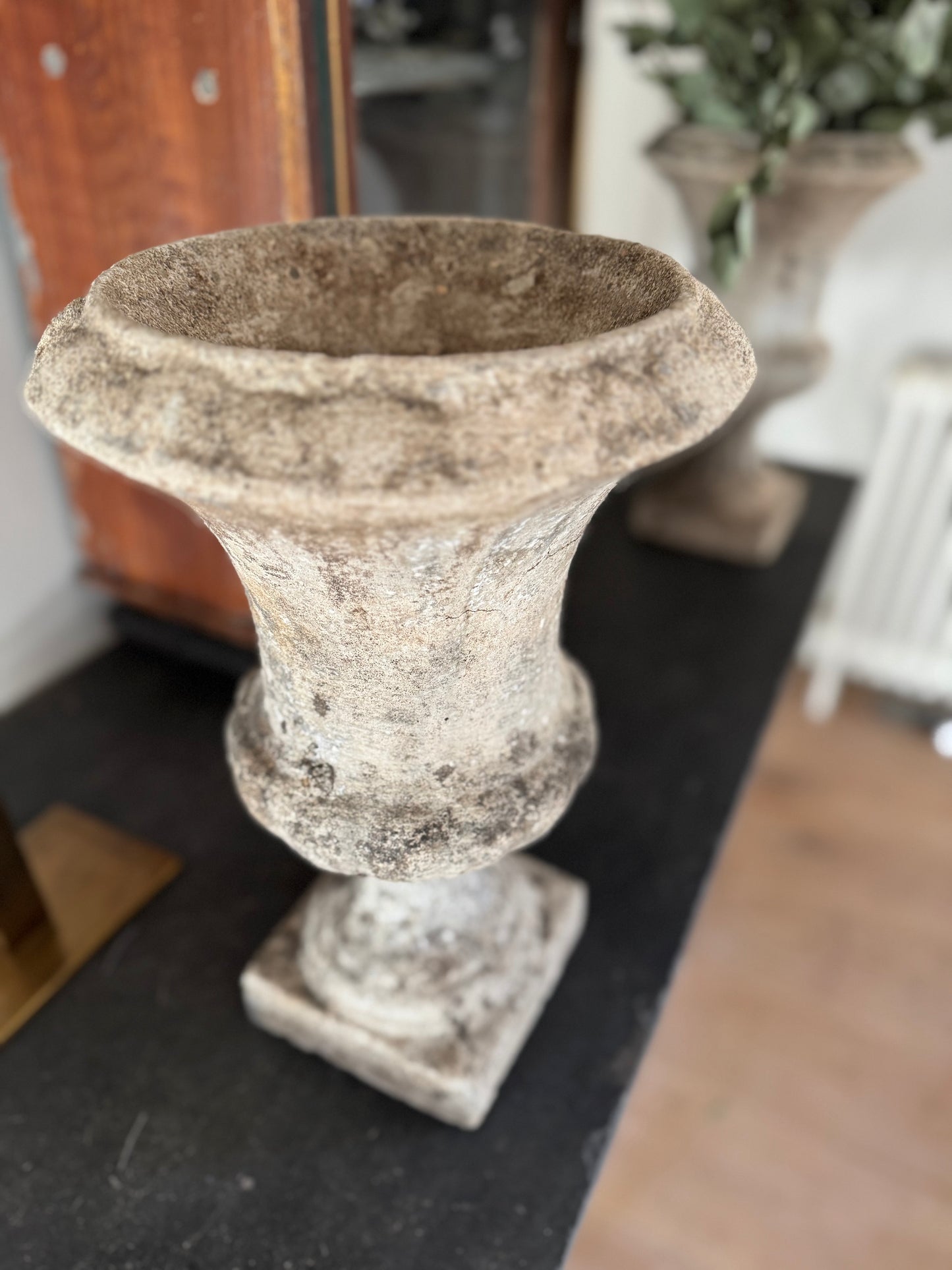 Classic Pair of Vintage French Stone Urns