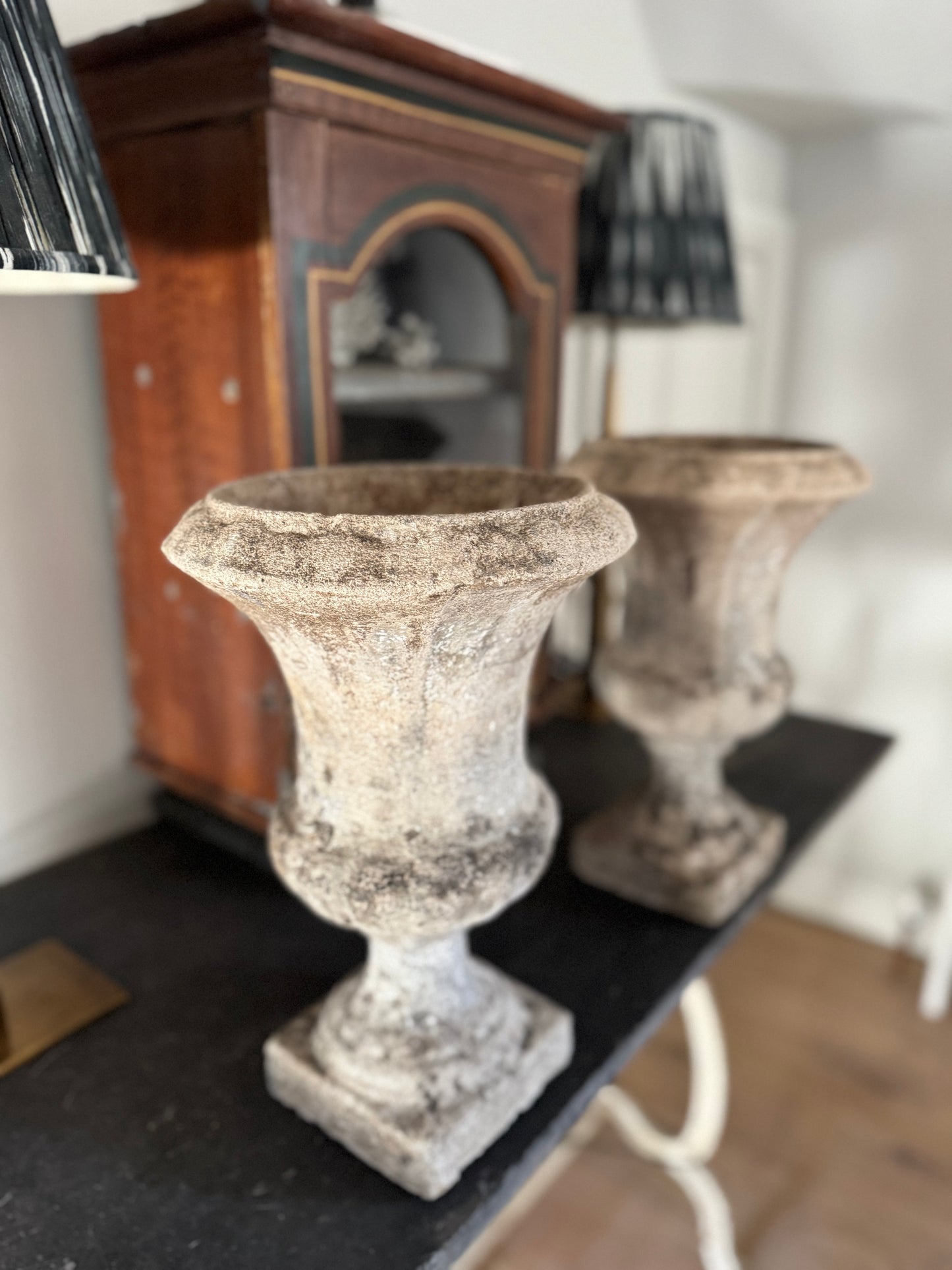Pair of Vintage French Stone Urns