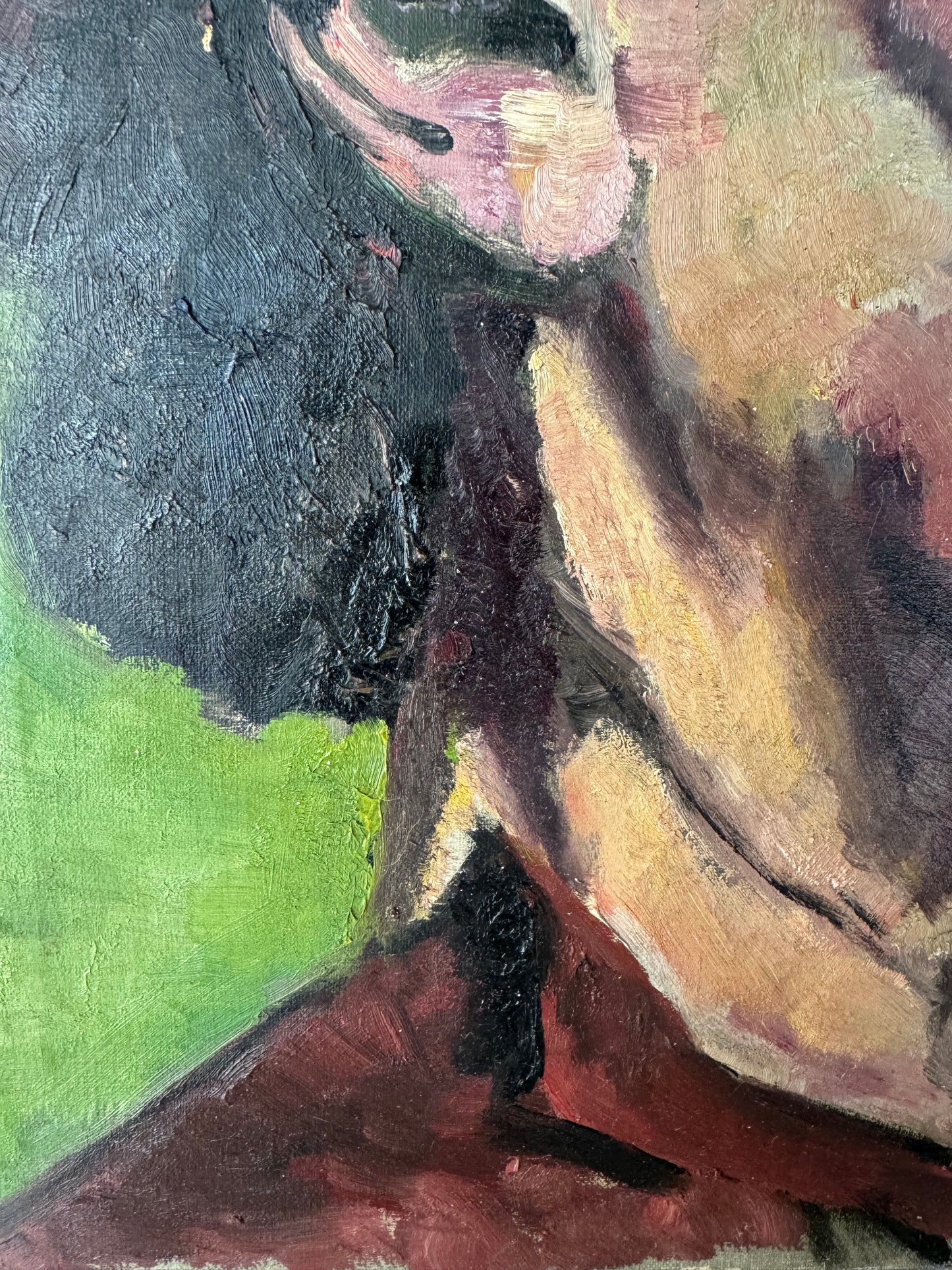 1950's Portrait Of A Lady Oil On Canvas