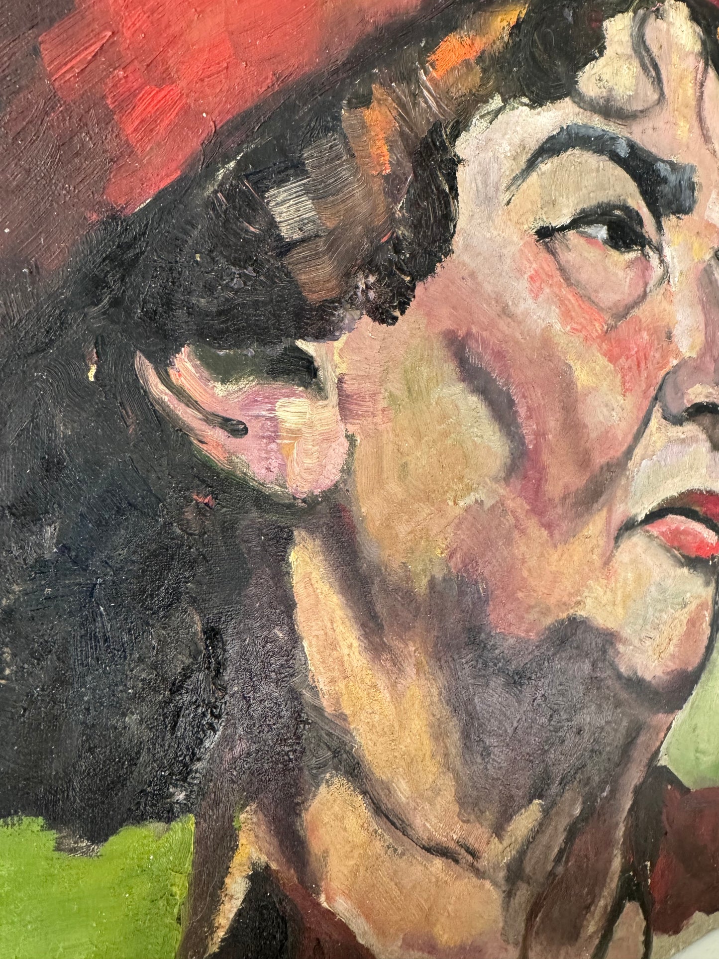 1950's Portrait Of A Lady Oil On Canvas