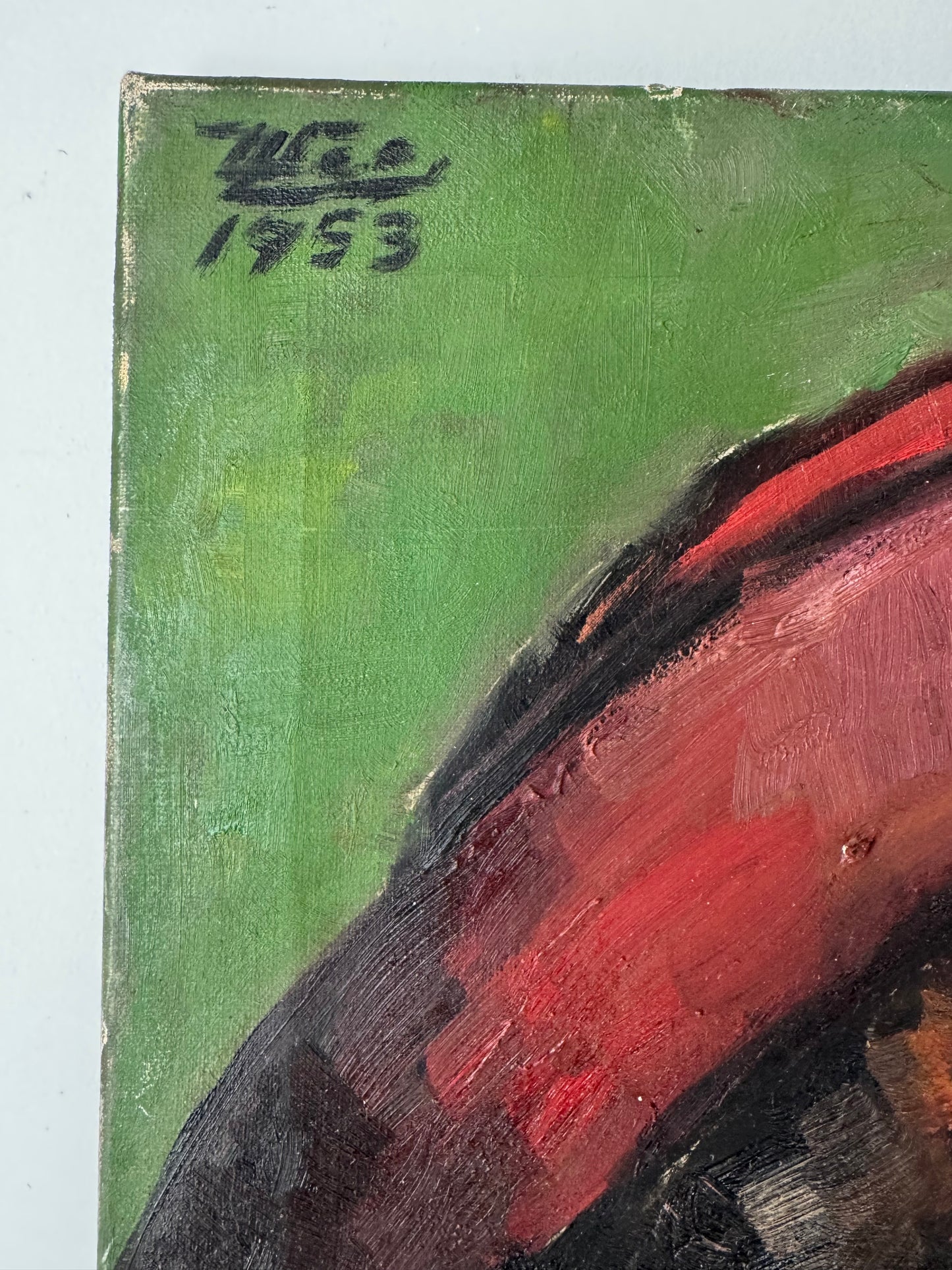 1950's Portrait Of A Lady Oil On Canvas