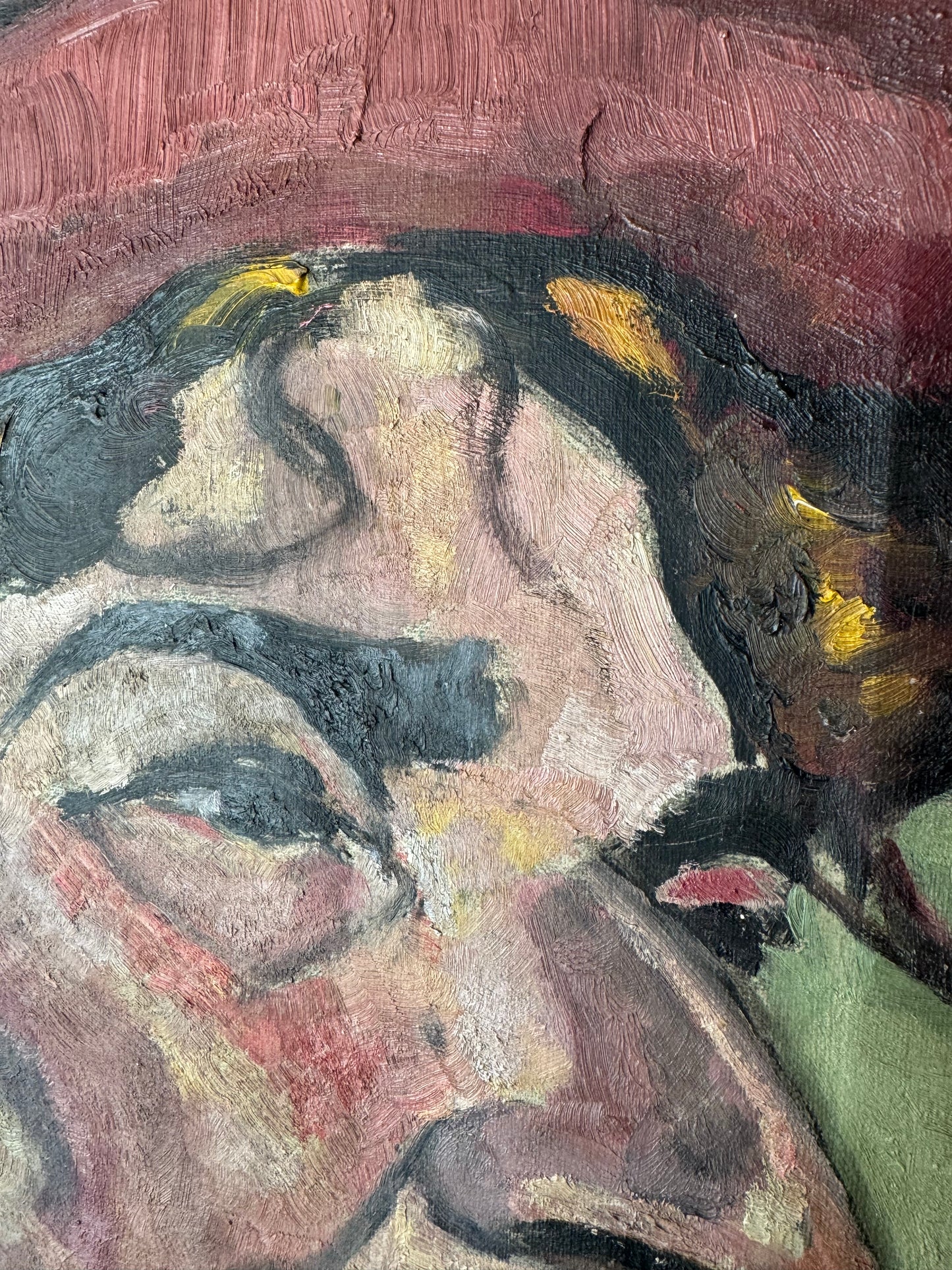 1950's Portrait Of A Lady Oil On Canvas