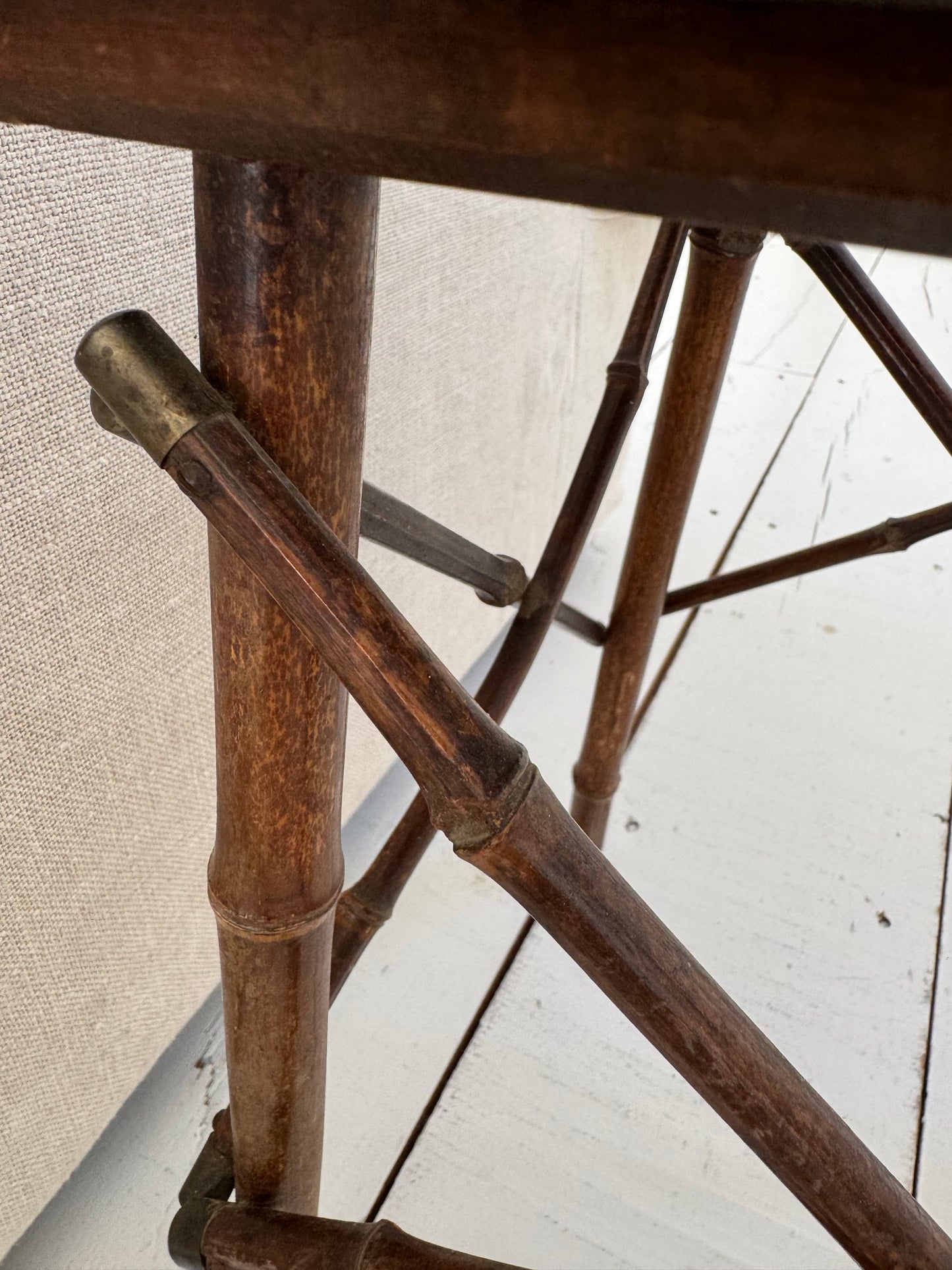 Antique French Small Bamboo Side Table