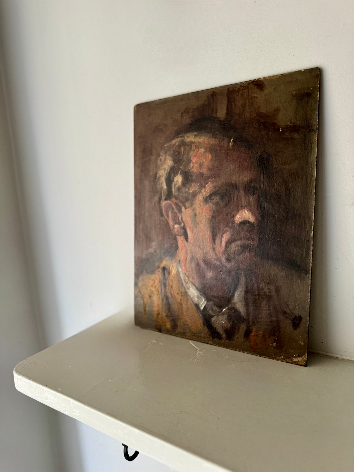 Vintage Mid Century Portrait Oil On Board George Weissbort (1928-2013)