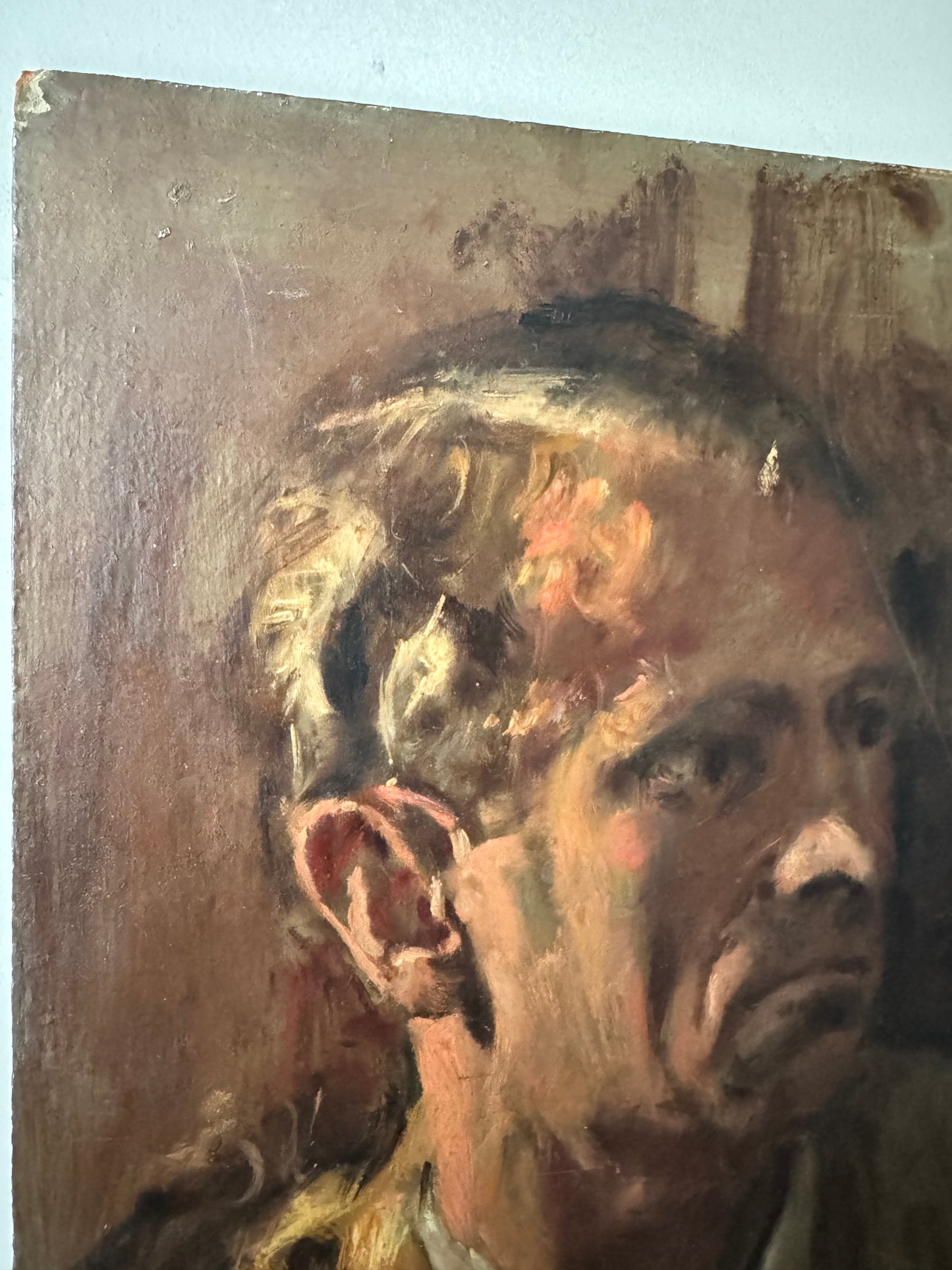 Vintage Mid Century Portrait Oil On Board George Weissbort (1928-2013)