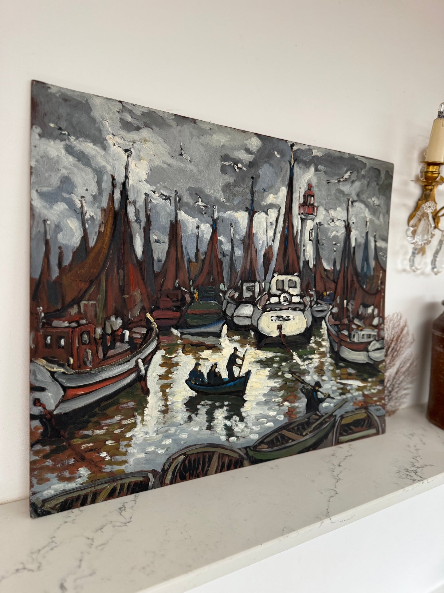 Expressive Mid Century French Harbour Scene Georges Bordonove