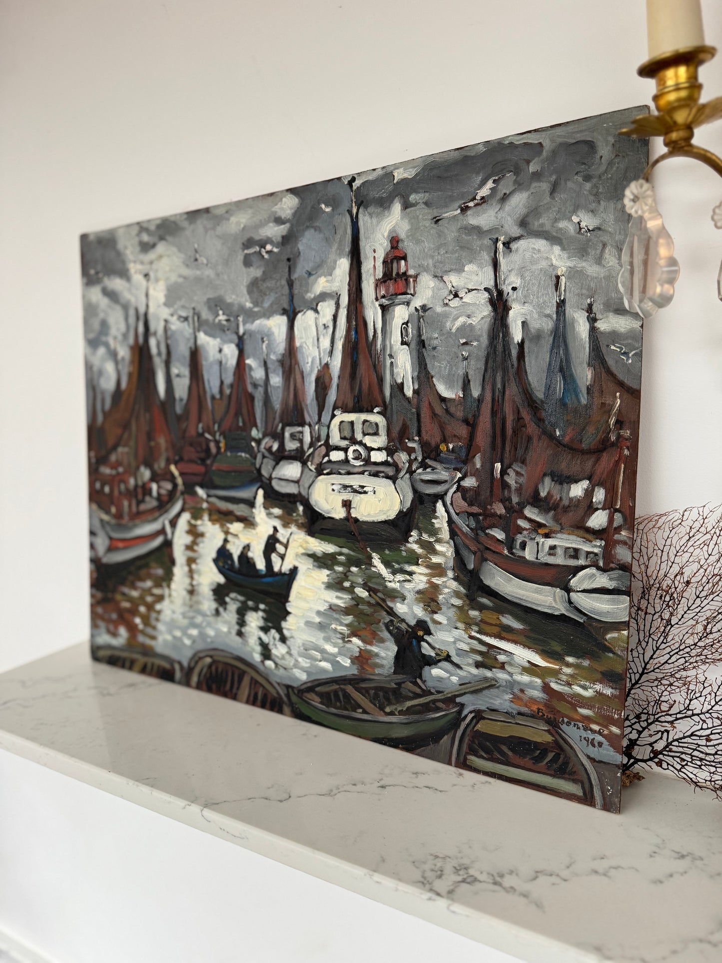 Expressive Mid Century French Harbour Scene Georges Bordonove