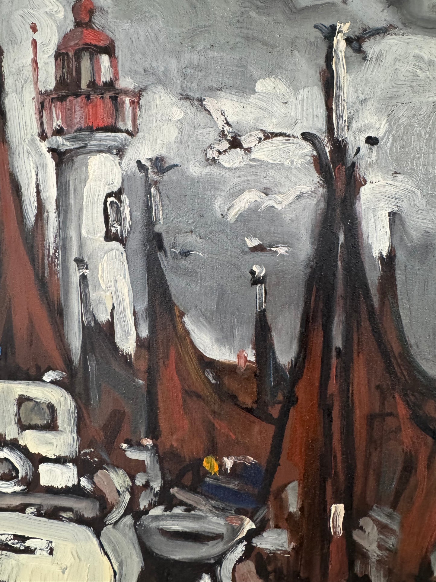 Expressive Mid Century French Harbour Scene Georges Bordonove
