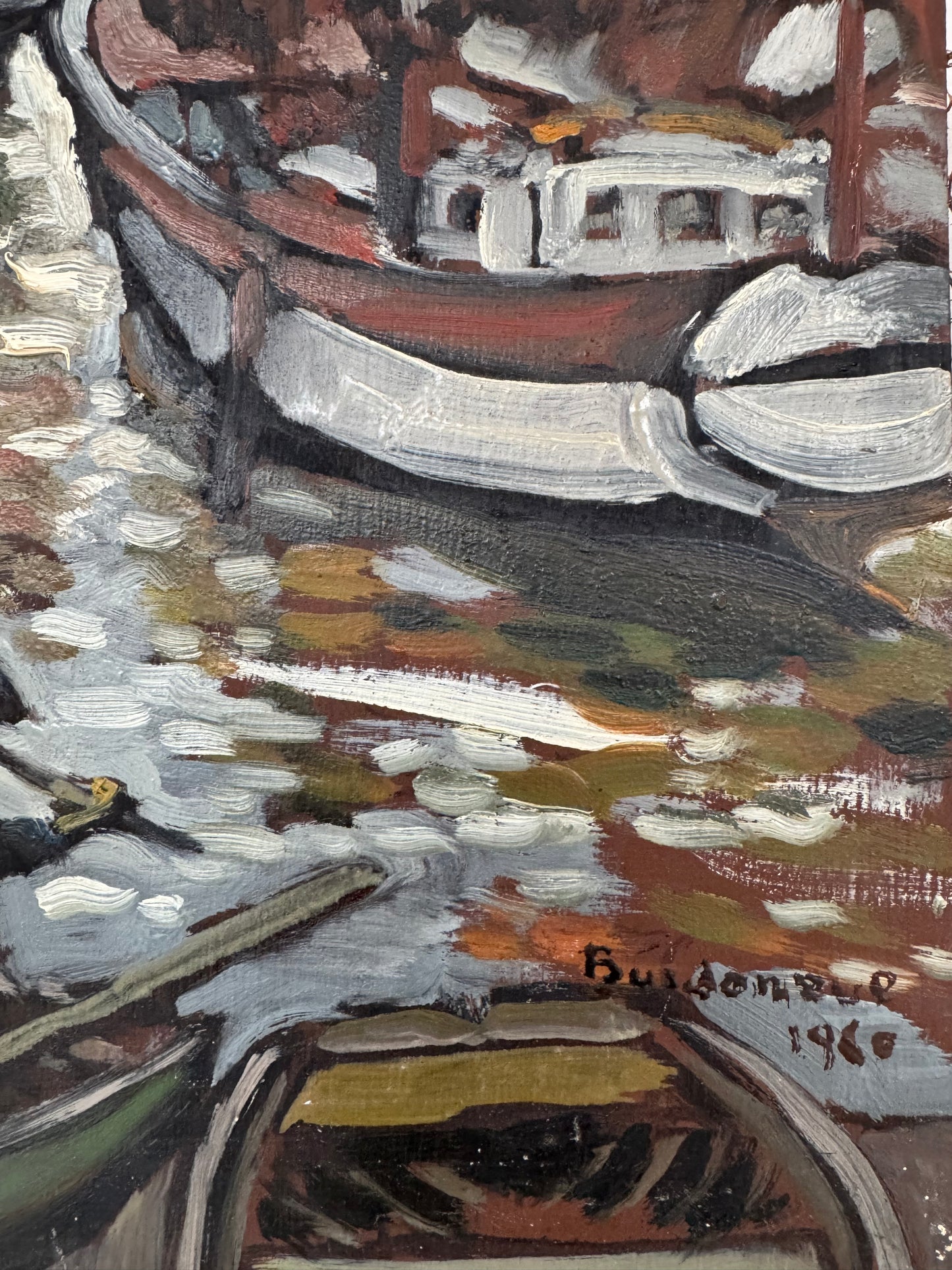 Expressive Mid Century French Harbour Scene Georges Bordonove