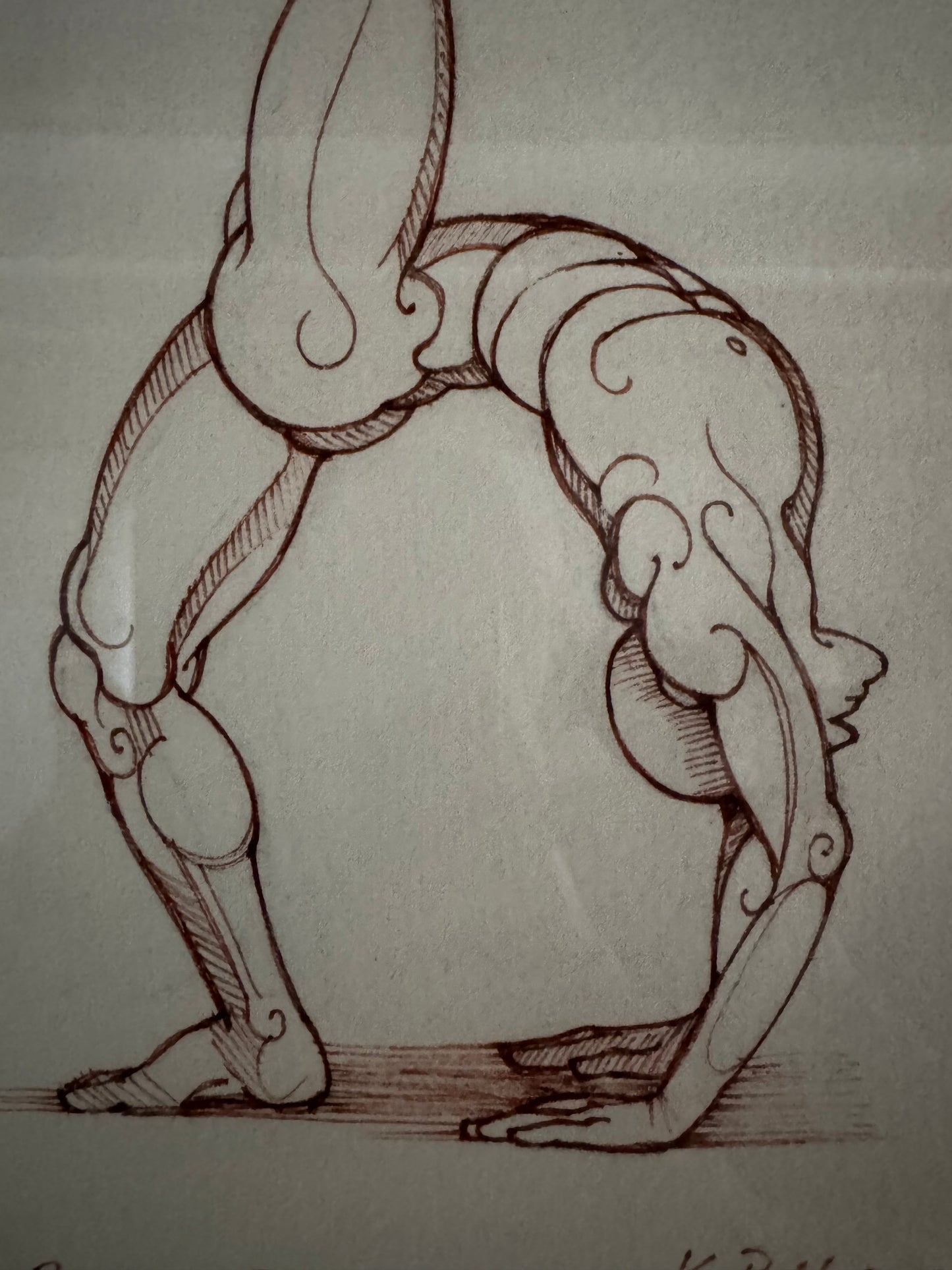 Framed Pen Drawings of Gymnastic Studies