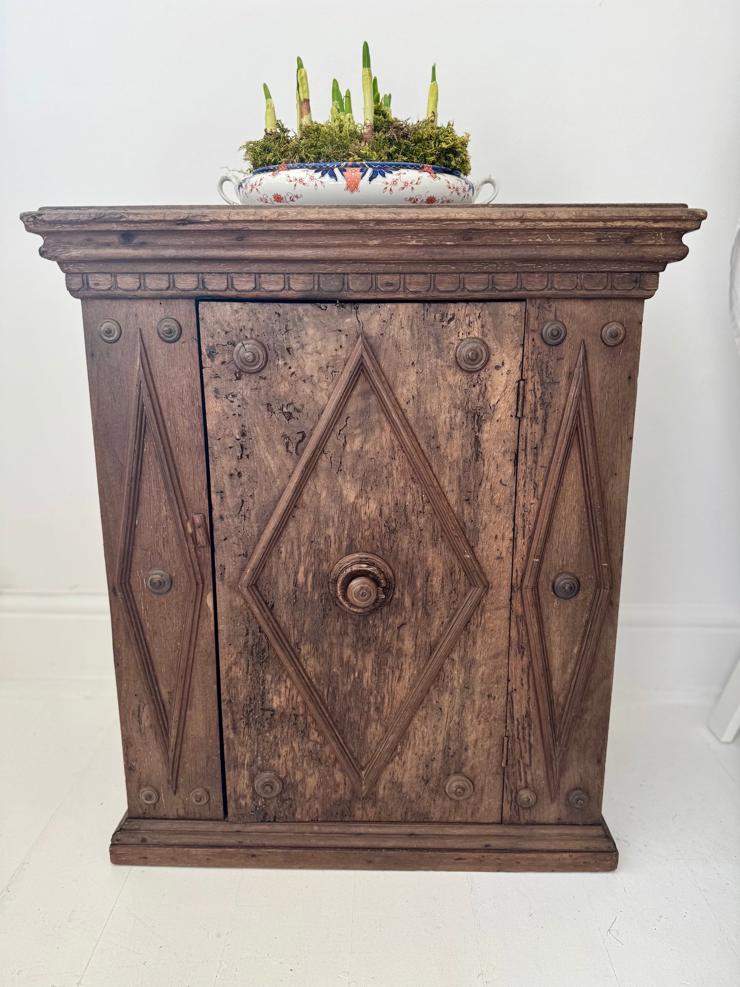 Antique Elm Burr Wood Cupboard