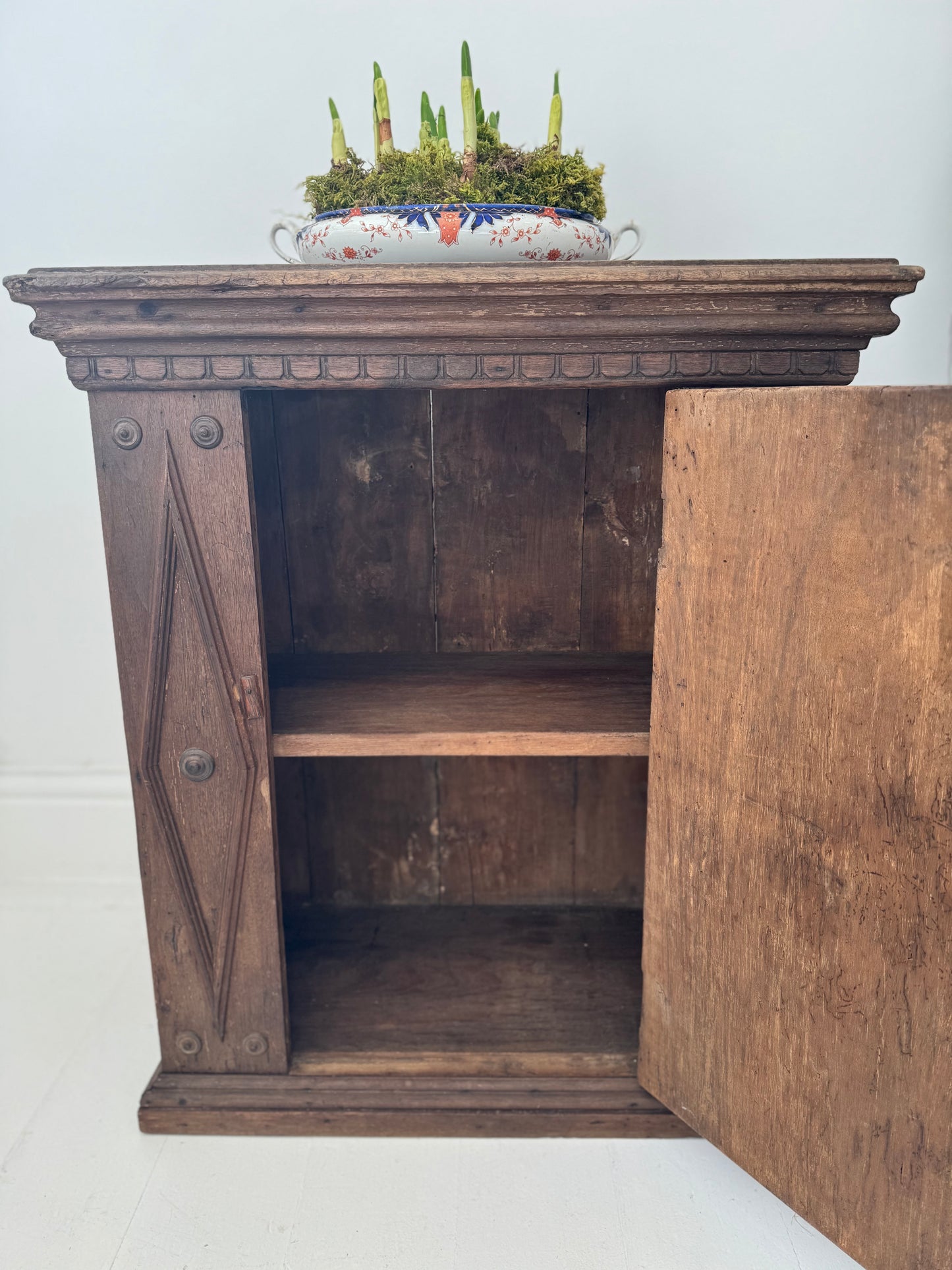 Antique Elm Burr Wood Cupboard