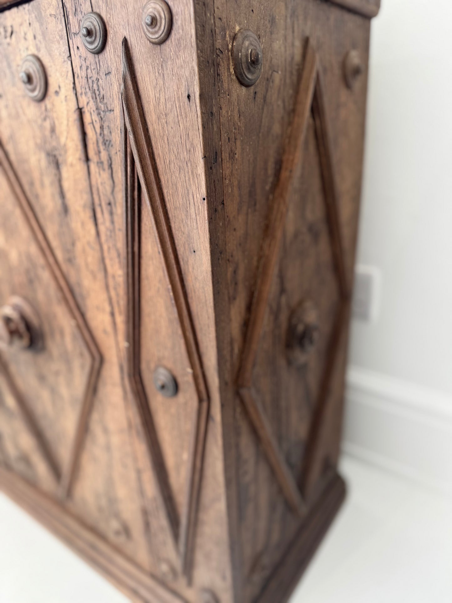 Antique Elm Burr Wood Cupboard