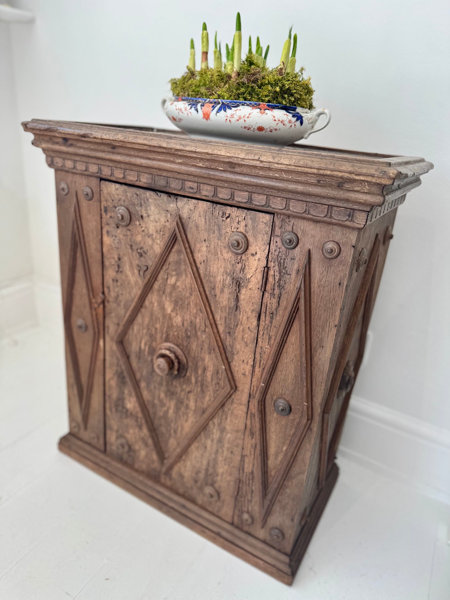 Antique Elm Burr Wood Cupboard