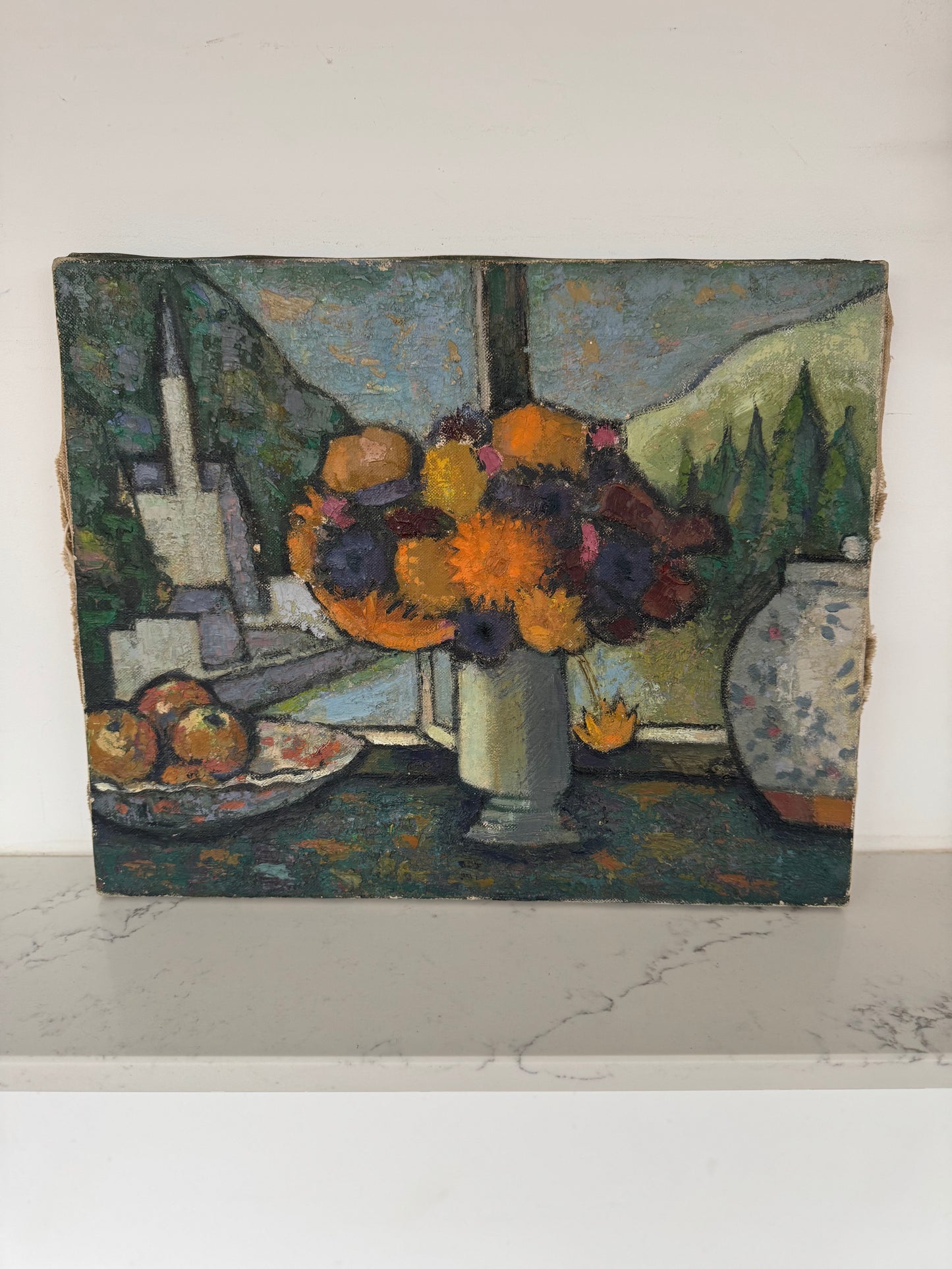 Vintage Expressive Still Life Oil On Canvas