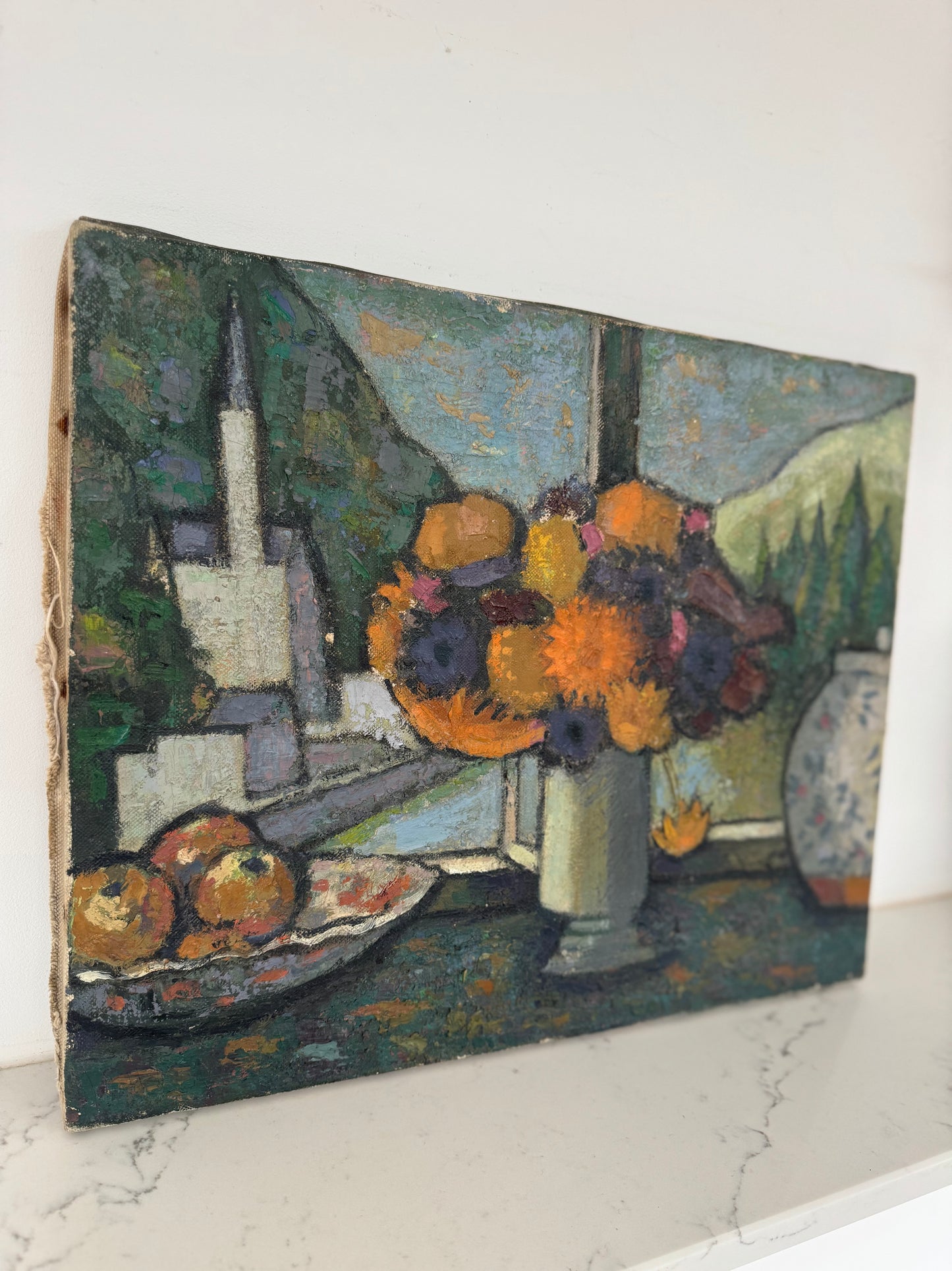 Vintage Expressive Still Life Oil On Canvas