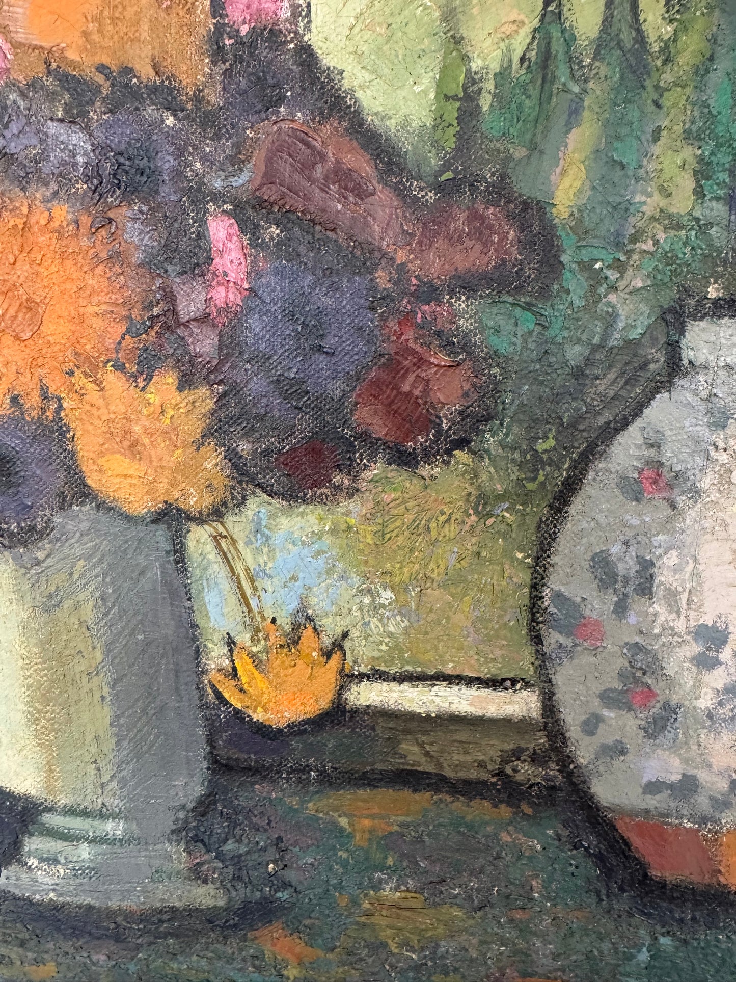 Vintage Expressive Still Life Oil On Canvas
