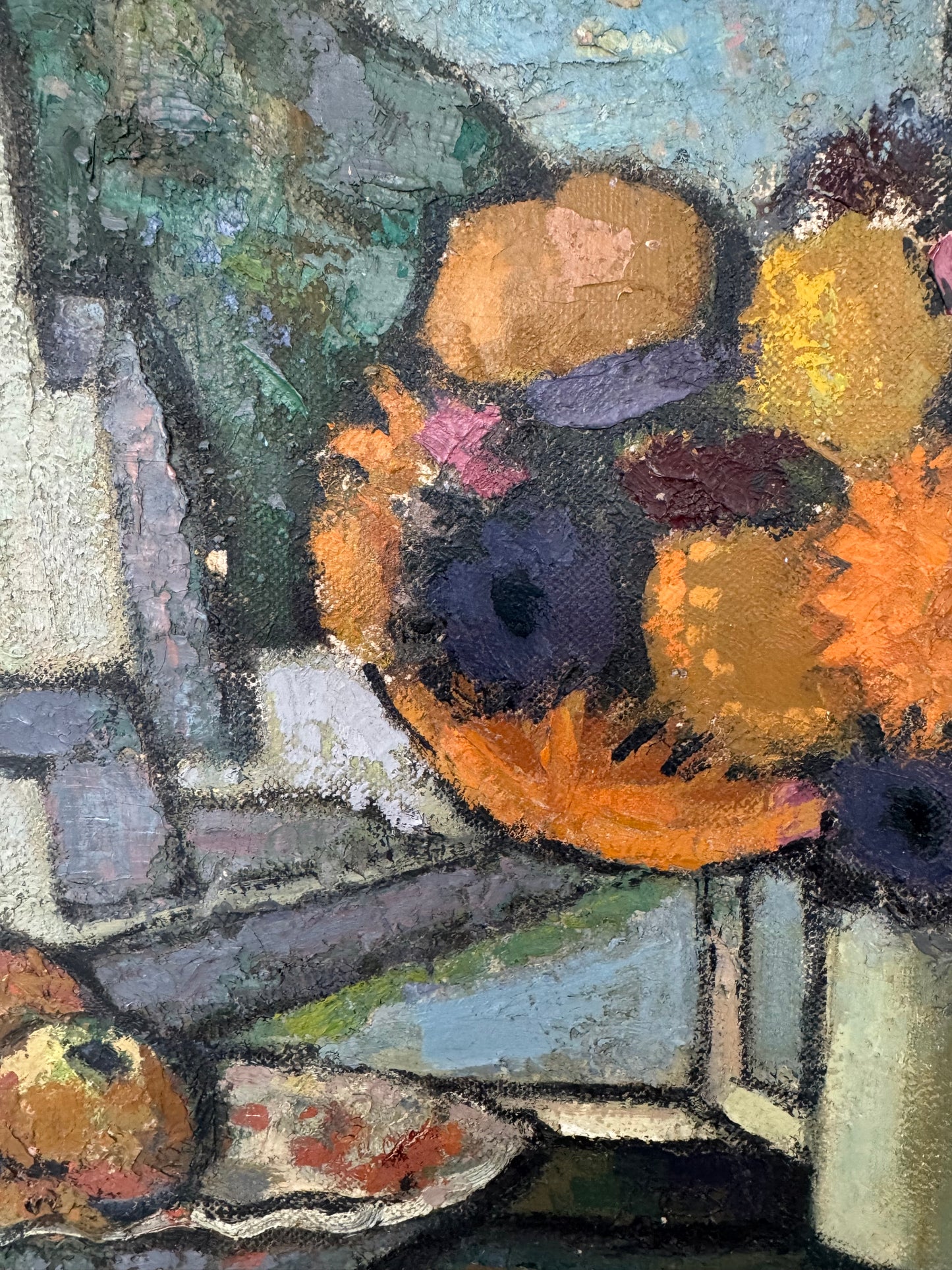 Vintage Expressive Still Life Oil On Canvas