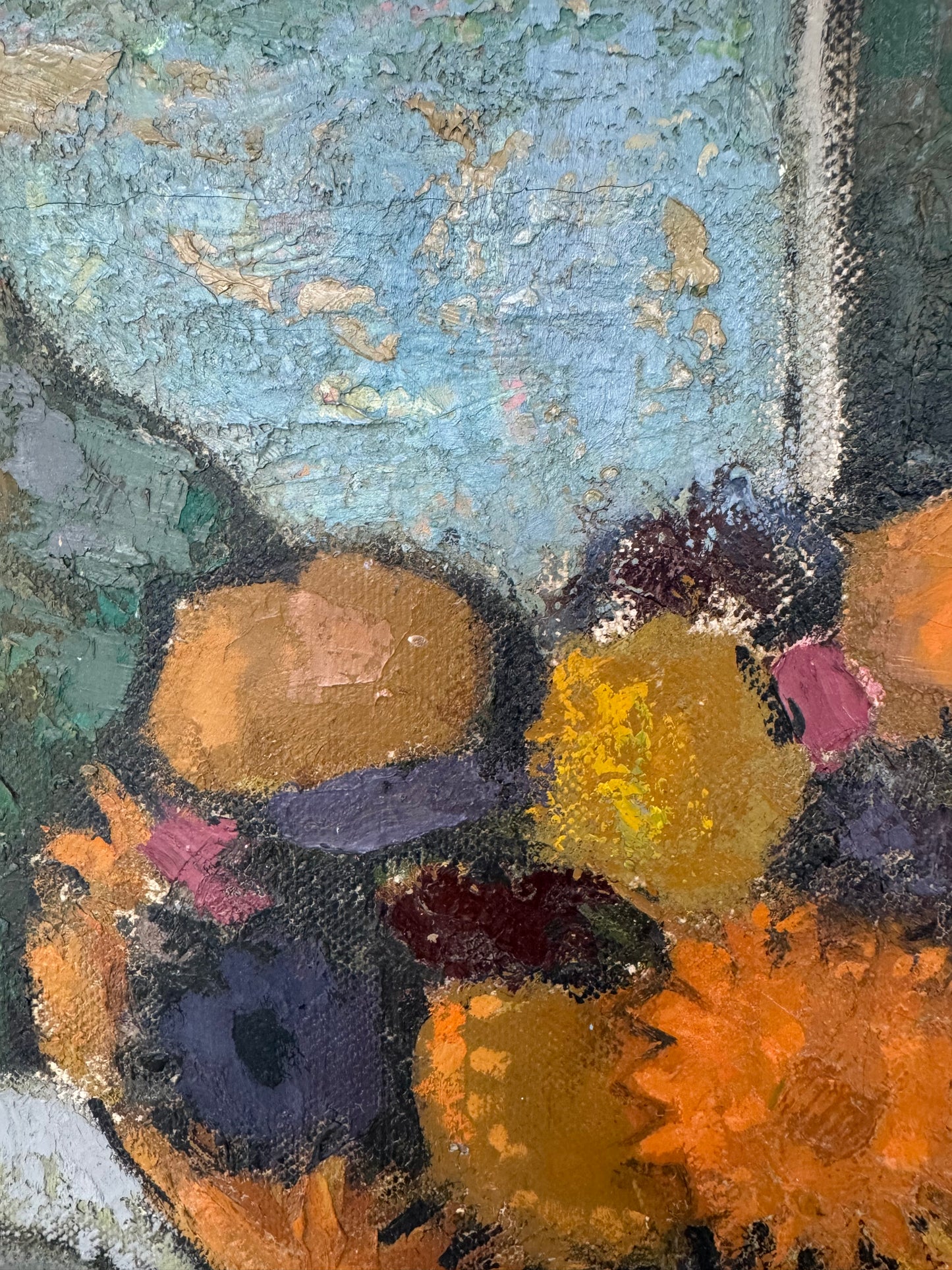 Vintage Expressive Still Life Oil On Canvas