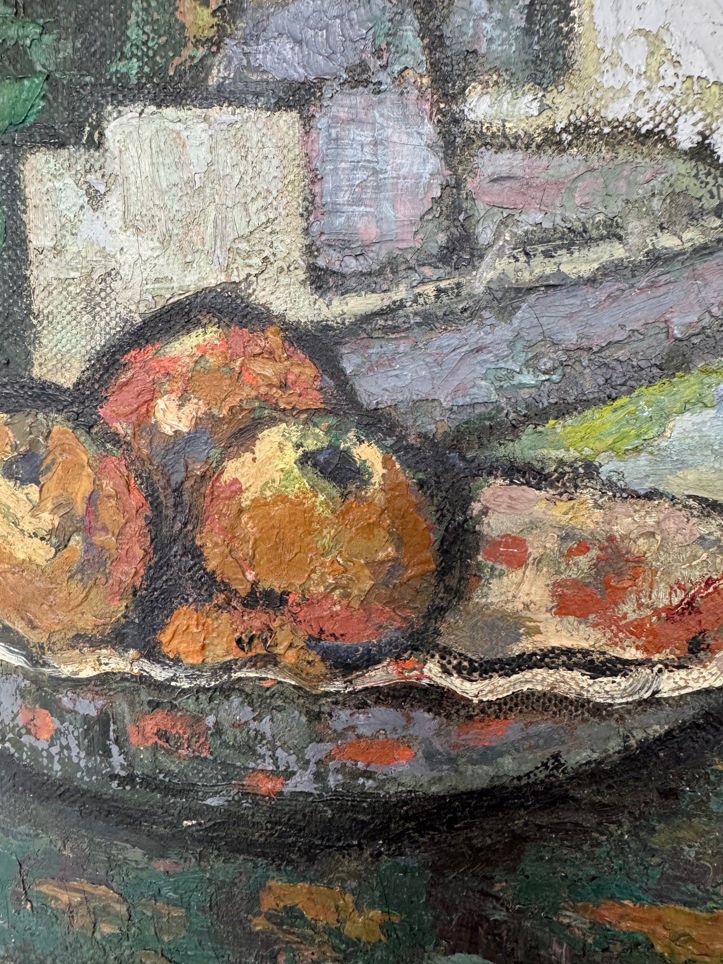 Vintage Expressive Still Life Oil On Canvas