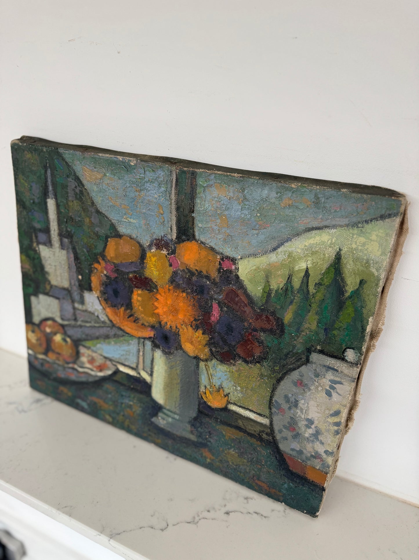Vintage Expressive Still Life Oil On Canvas