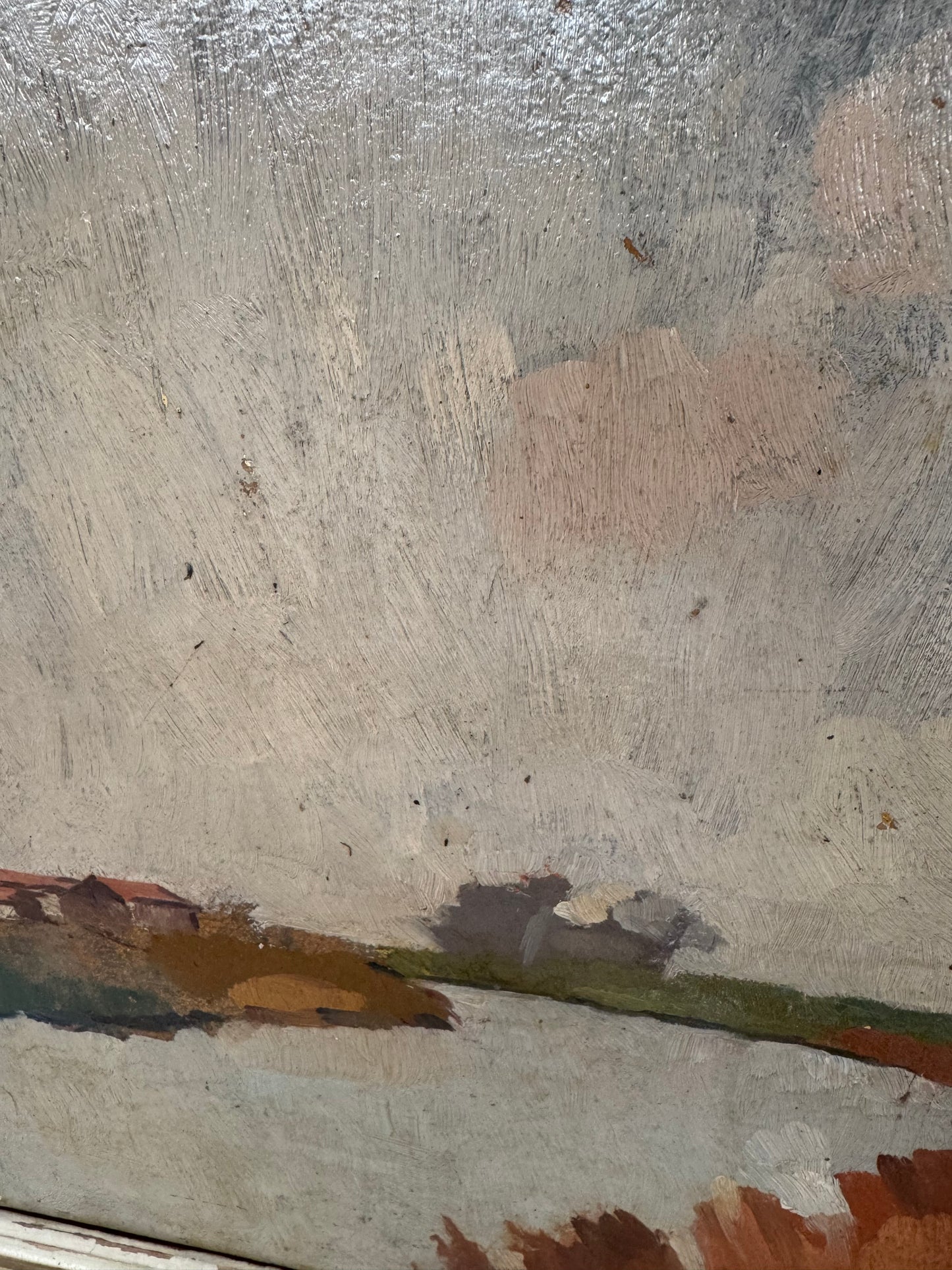 Antique Framed Oil On Board Flemish Landscape Study
