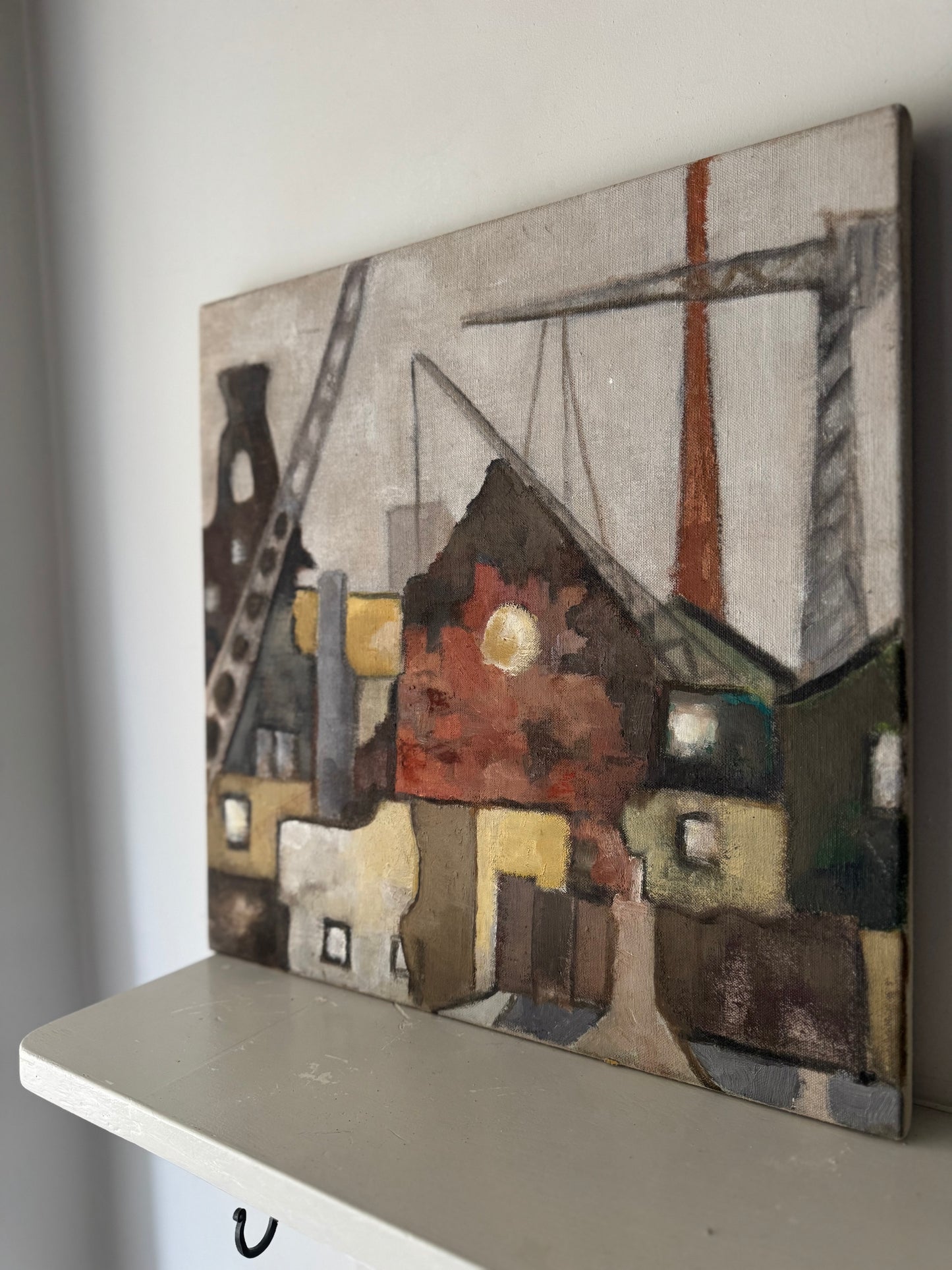 Vintage Industrial Landscape Oil On Canvas