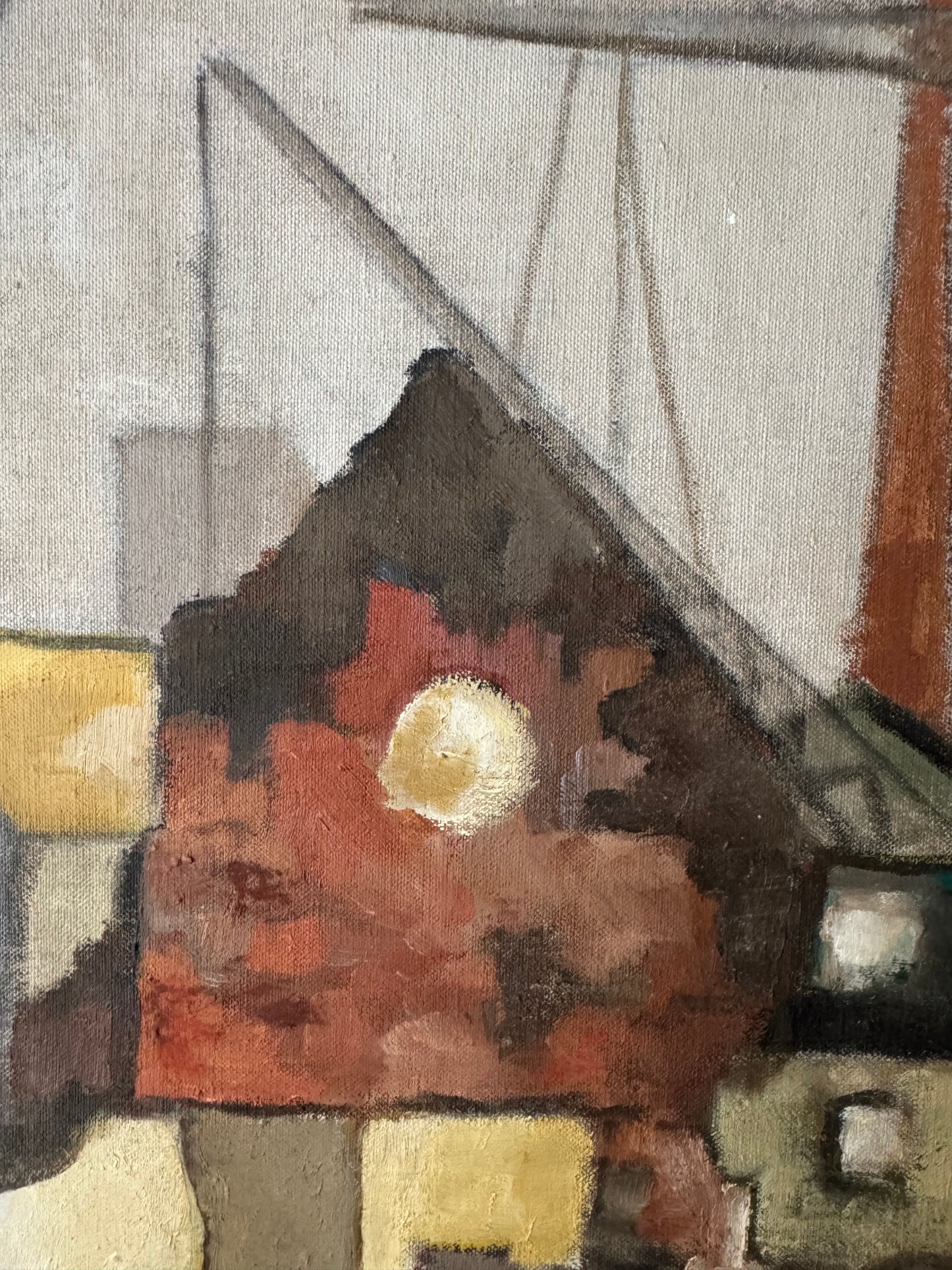 Vintage Industrial Landscape Oil On Canvas