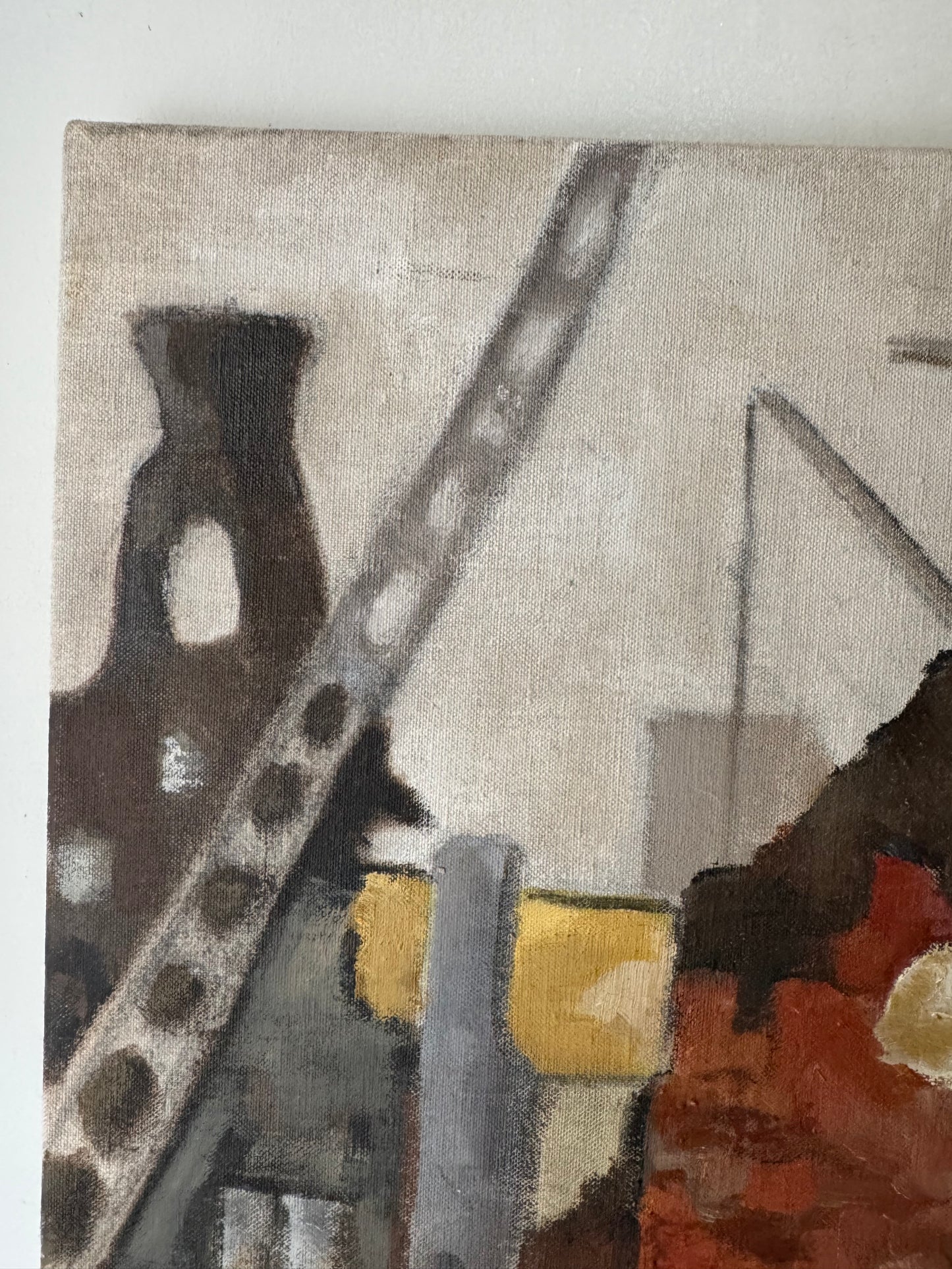 Vintage Industrial Landscape Oil On Canvas