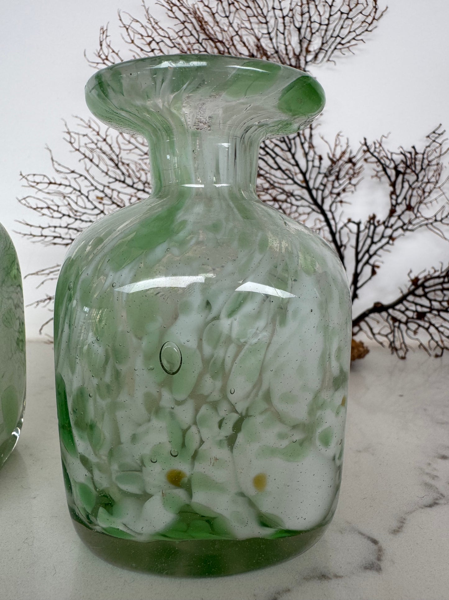 Pair Of Handblown Vintage Glass Bud Vases