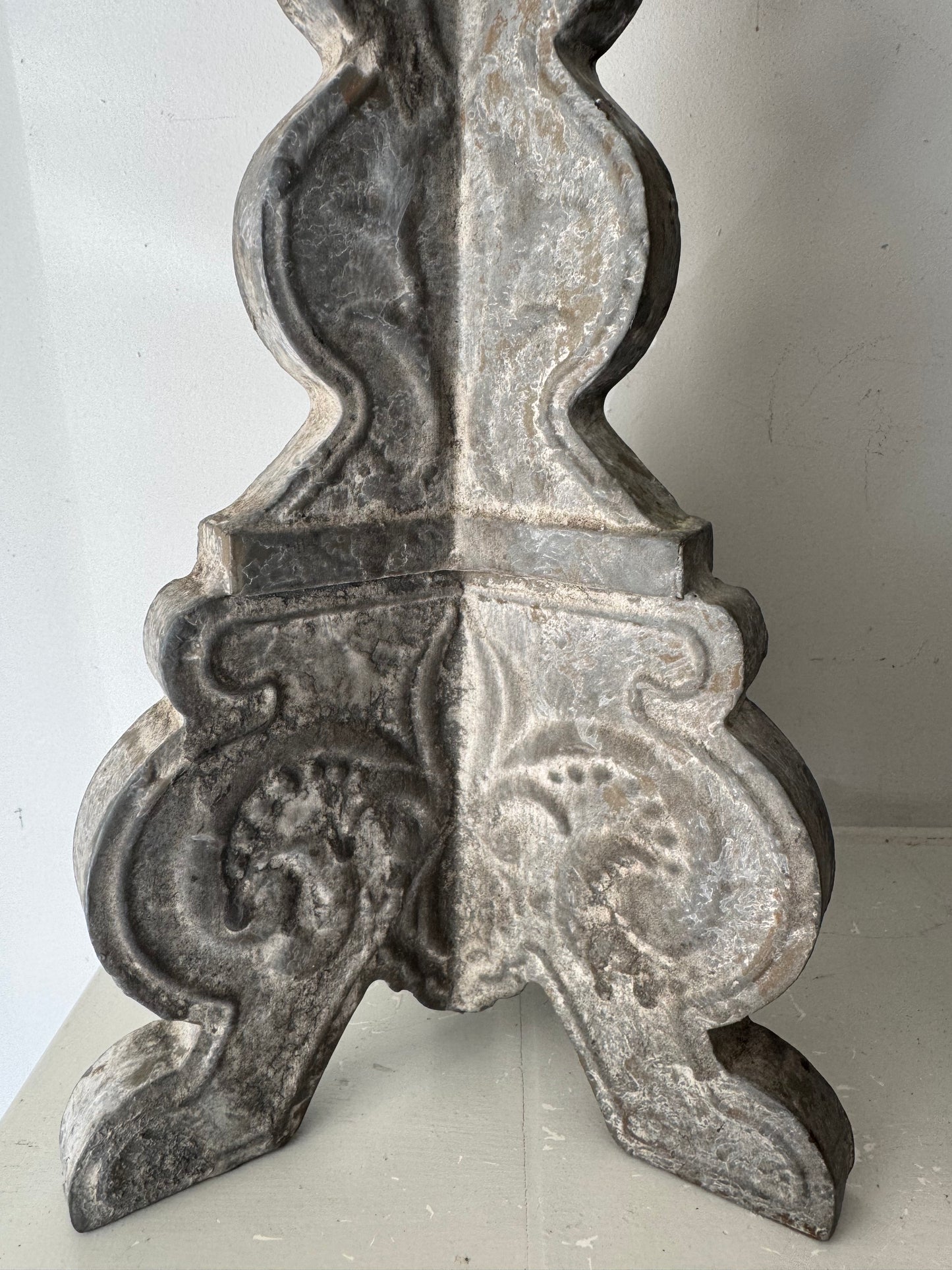 Pair Vintage French Zinc Candle Sticks
