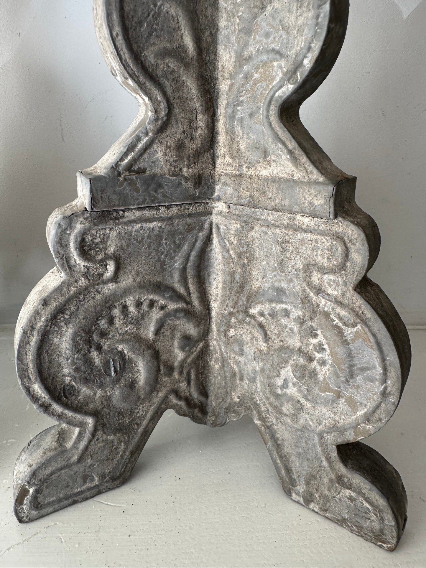 Pair Vintage French Zinc Candle Sticks