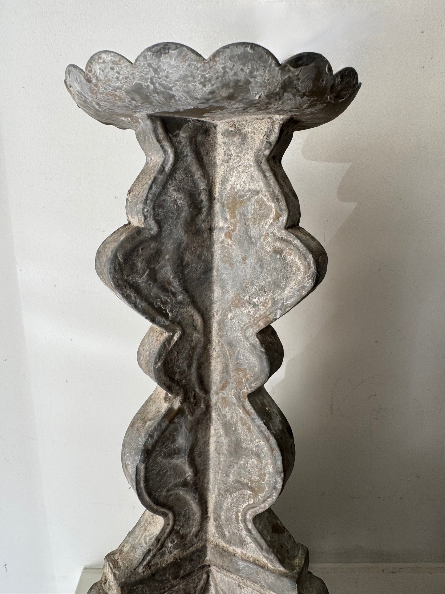 Pair Vintage French Zinc Candle Sticks